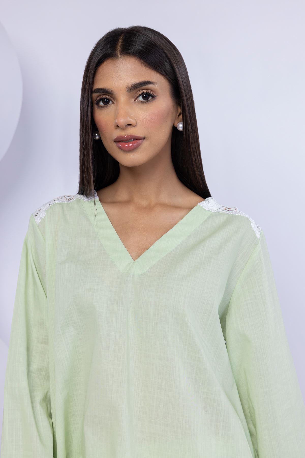 Embroidered Crosshatch Poplin Kurta - 25-10-11E12-03TB-VG