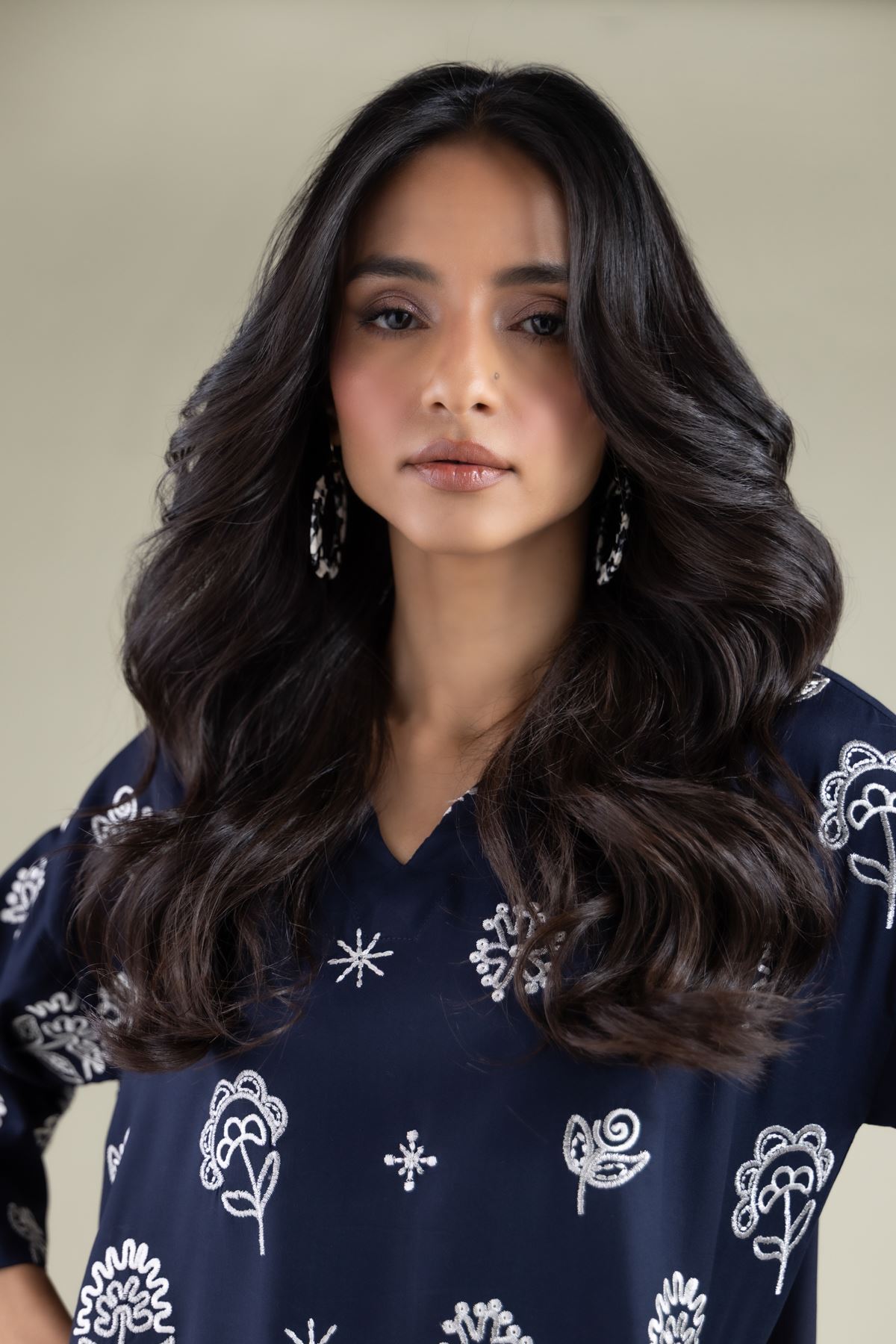 Embroidered Viscose Tunic - 6-26-105-A-A-VG