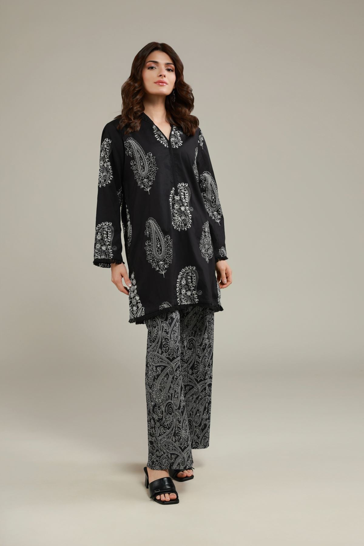 Printed Cotton Crinkle Paisley Relaxed Pants - 25-09-10E2-12TA-VG