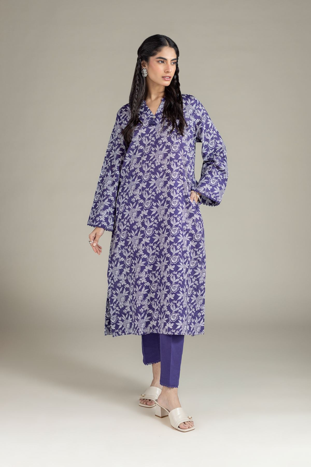 Printed Khaddar Kurta - 25-10-12E1-04TA-VG