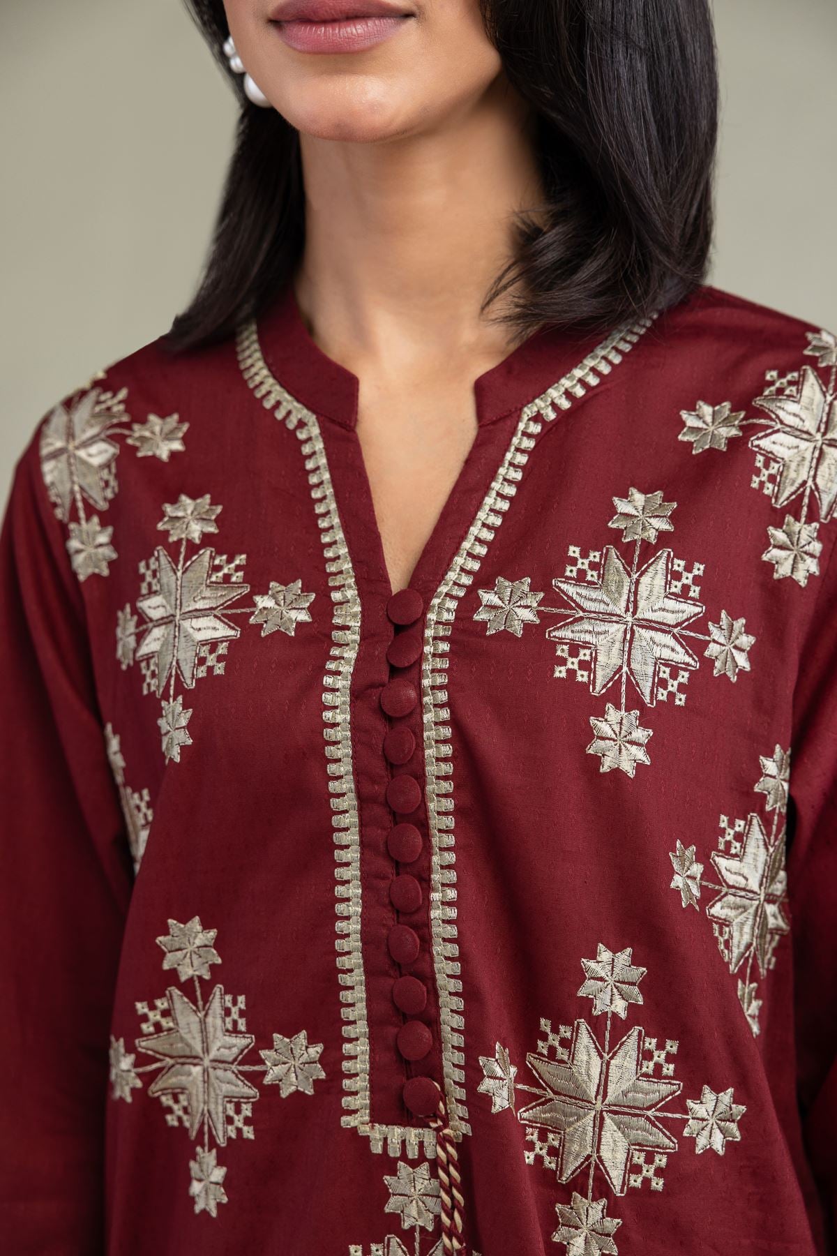 Embroidered Cotton Dobby Cotton Dobby Kurta - 8-26-303-A-C1-VG