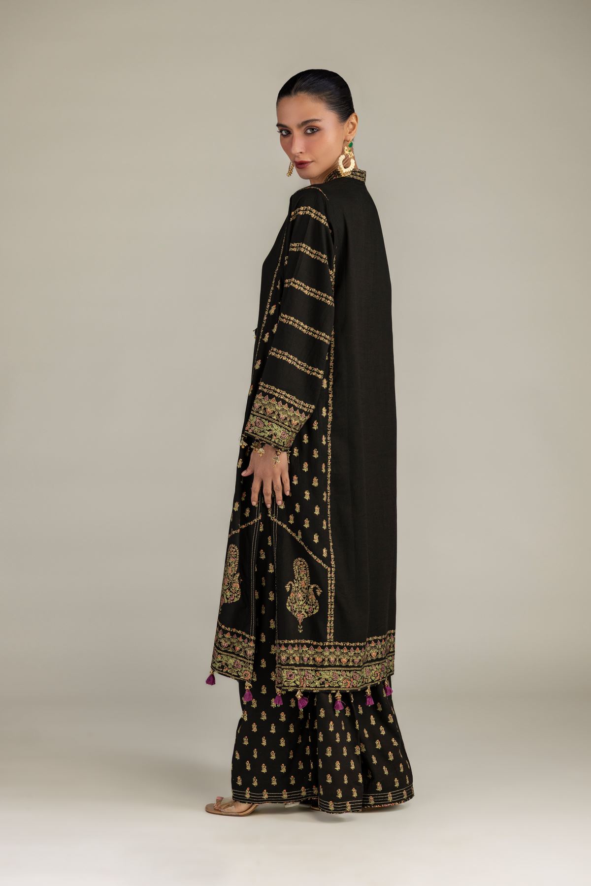 Raw Silk Black Silk Pants - 12-26-202-C-D1-VG