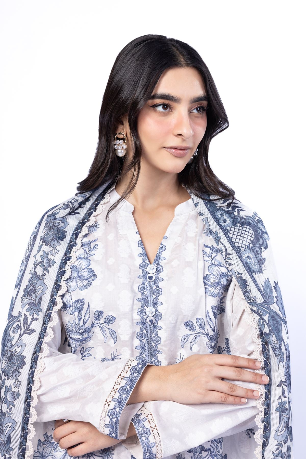Embroidered Broshia Tailored 3 Piece - T-A22-26-107FA-VG
