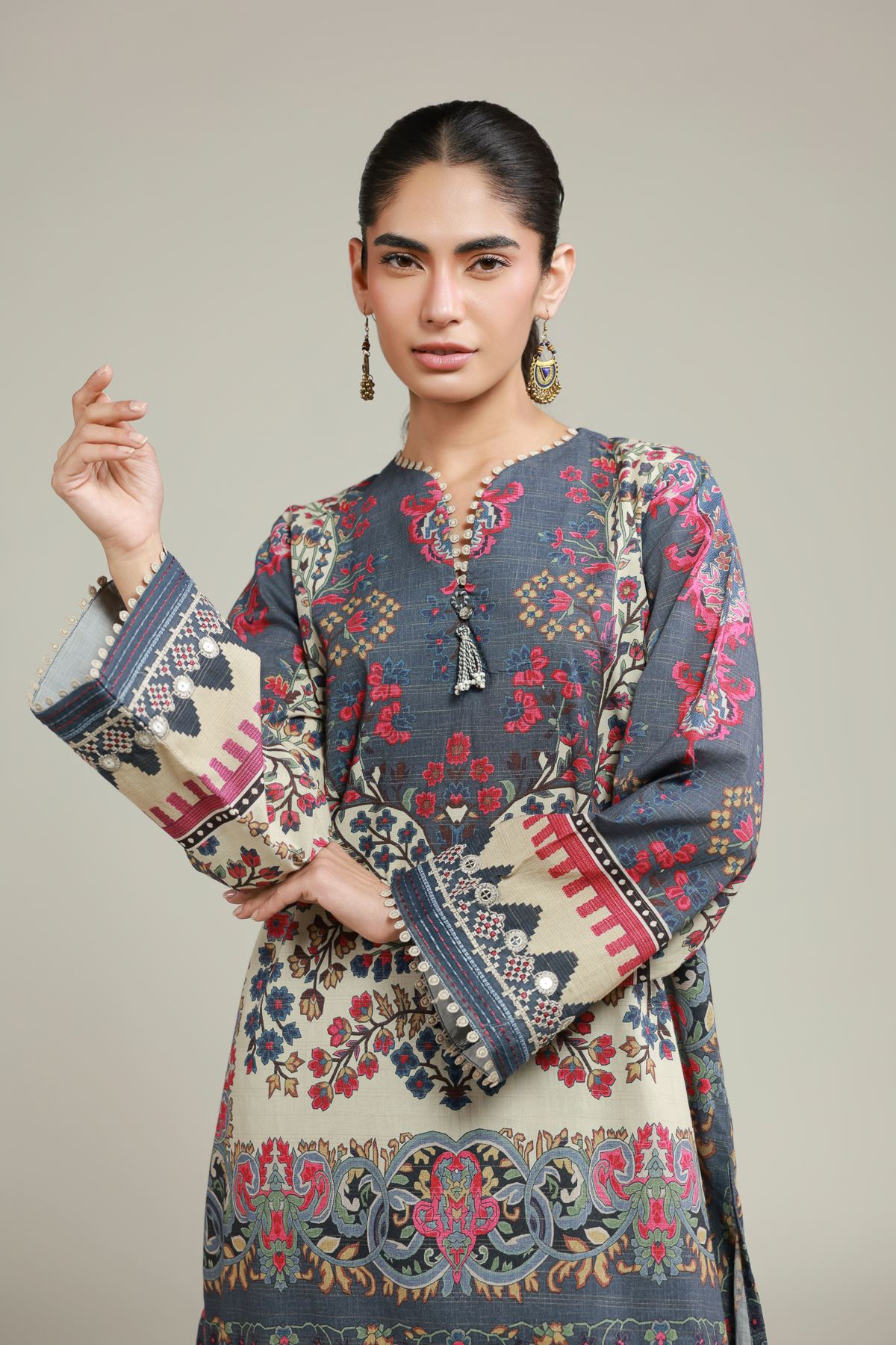 Embroidered Messuri Tailored 2 Piece | Top and Bottom - T-A113-26-110EA1-VG