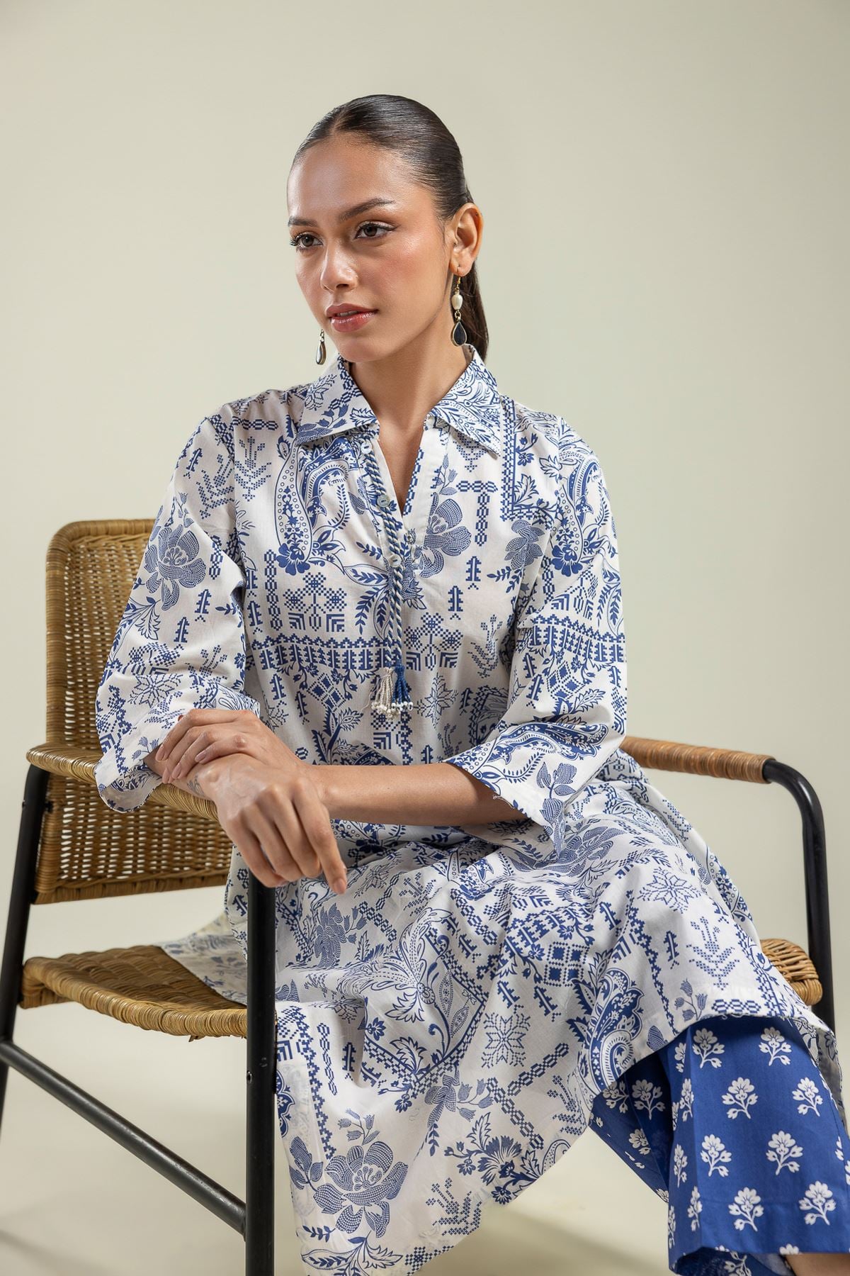 Printed Cambric Floral Cambric Kurta - 1-26-201-A-A-VG