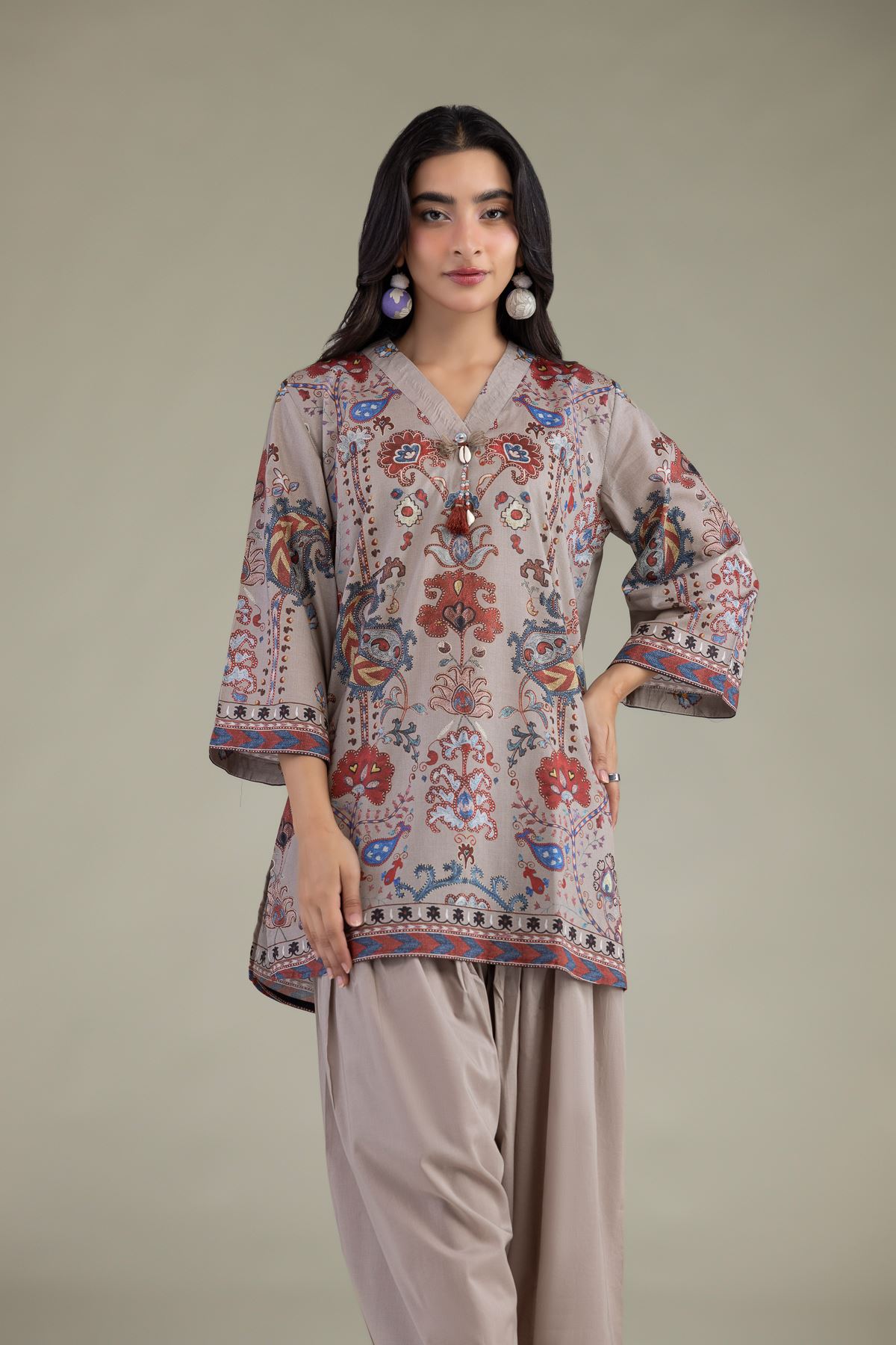 Printed Cambric Printed Floral Kurta - 1-26-102-A-F-VG