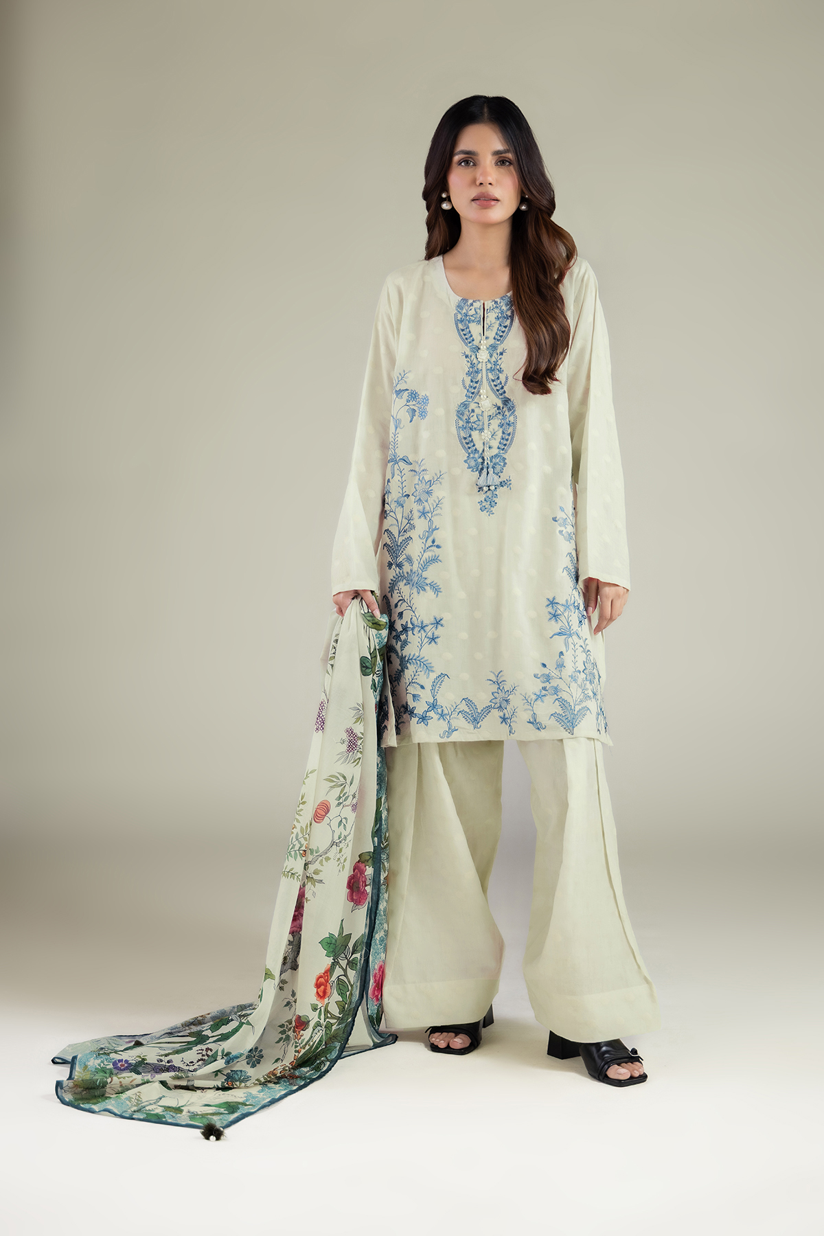 Embroidered Broshia Tailored Floral 3-Piece - 1-26-102-A-F-VG