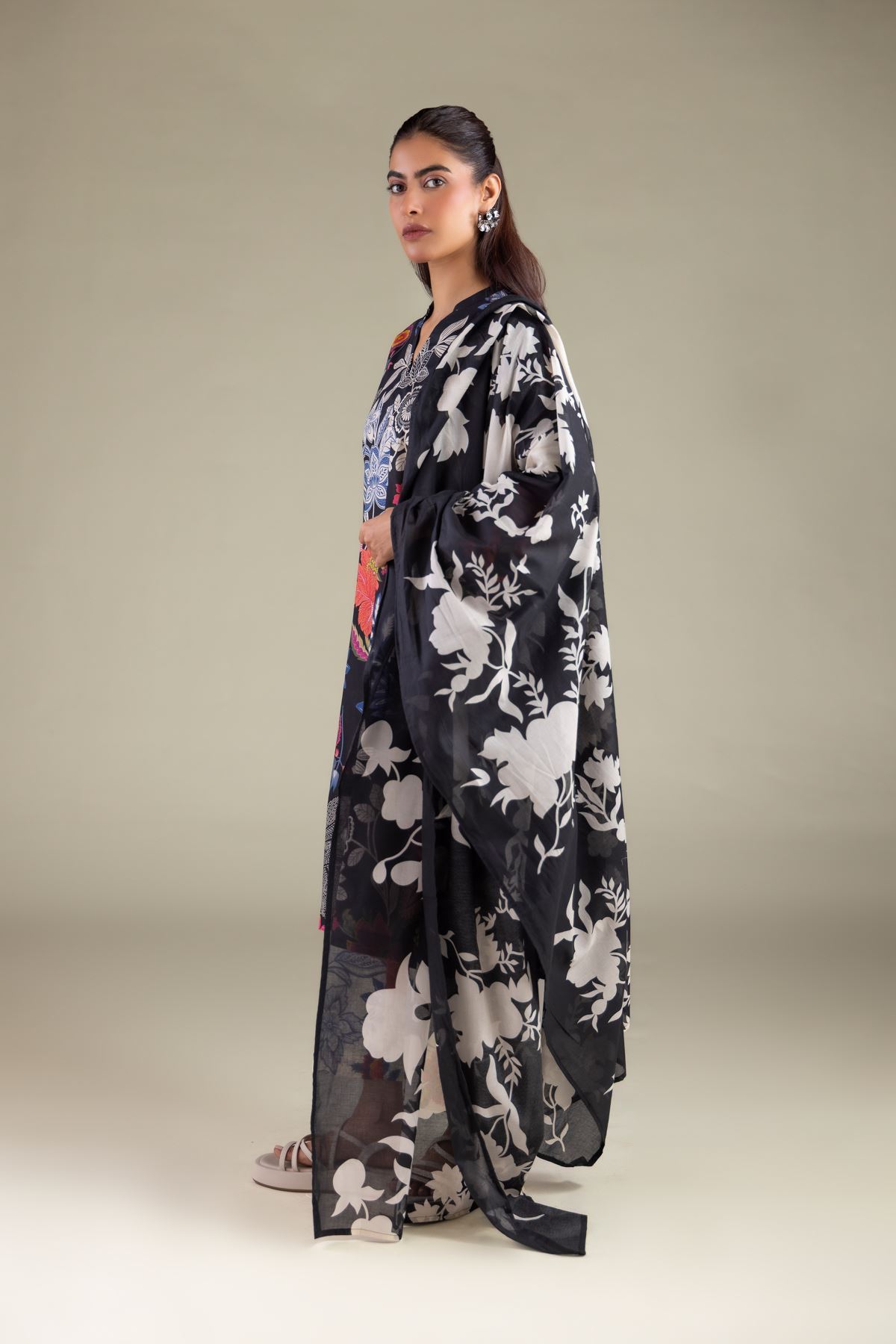 Printed Lawn Floral Summer Dupatta - 1-26-115-A-H-VG