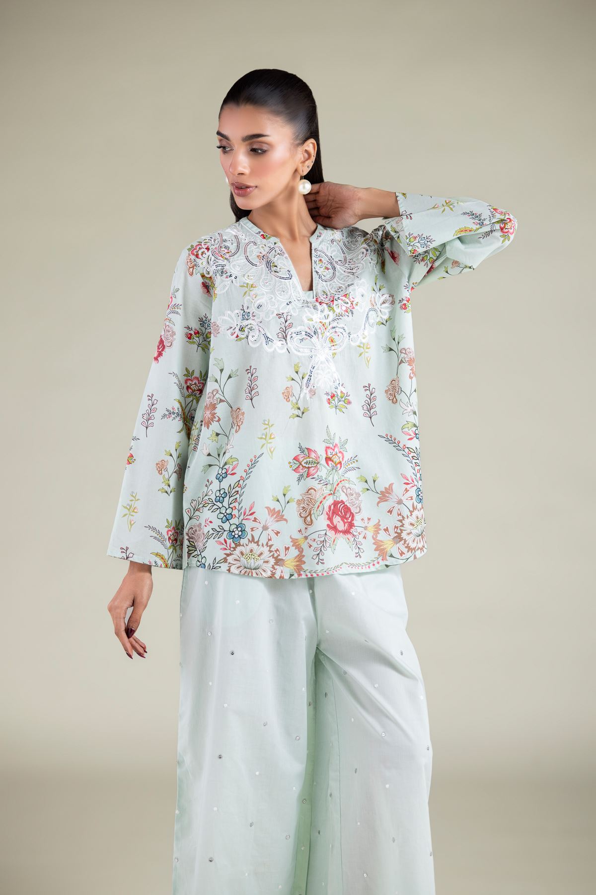 Embroidered Cambric Tunic - 6-26-105-A-C-VG