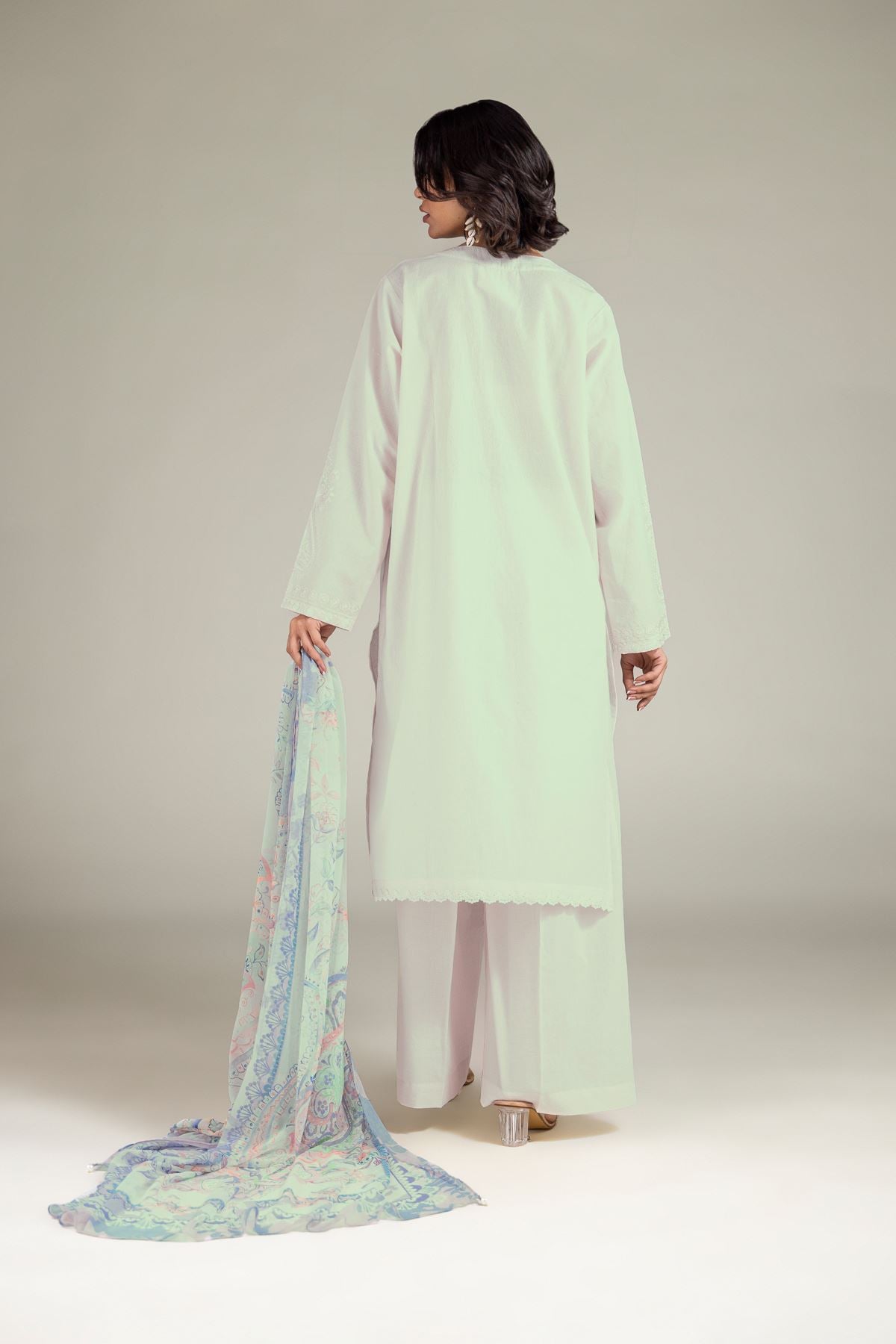 Embroidered Cotton Dobby Tailored 3-Piece Set - 2-26-210-A-C1-VG