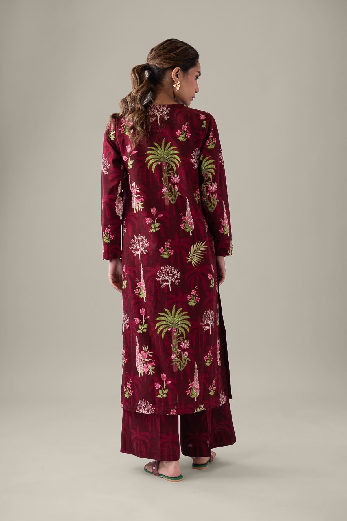 Printed Khaddar Kurta - 25-10-11E8-10TB-VG