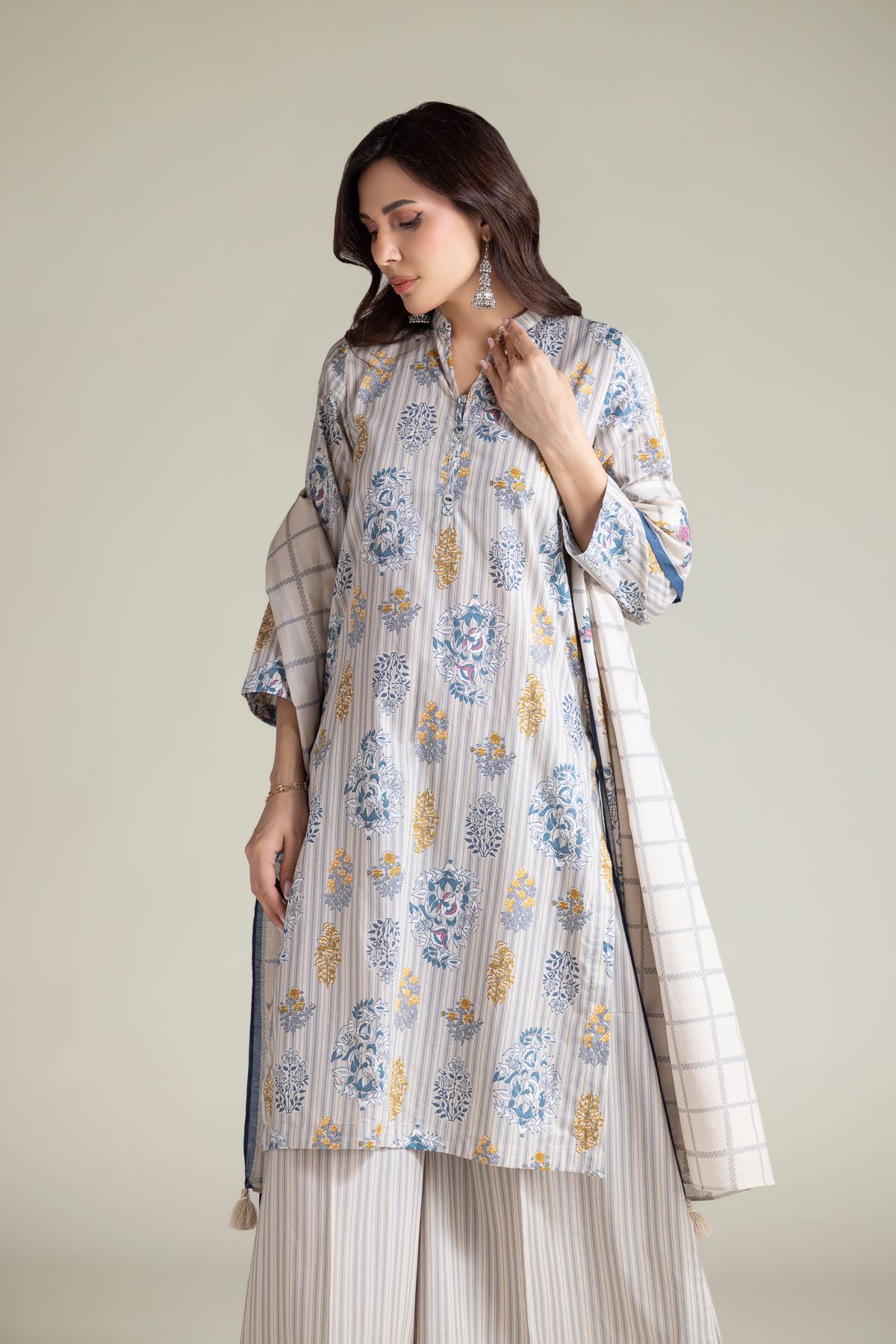 Embroidered Cambric Floral Cambric Kurta - 1-26-204-A-A1-VG