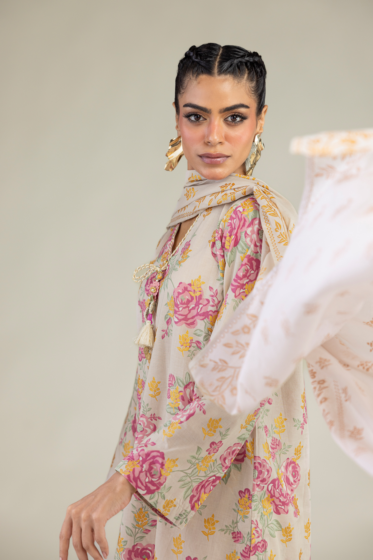 Printed Lawn Floral Lawn Dupatta - 1-26-236-A-F1-VG