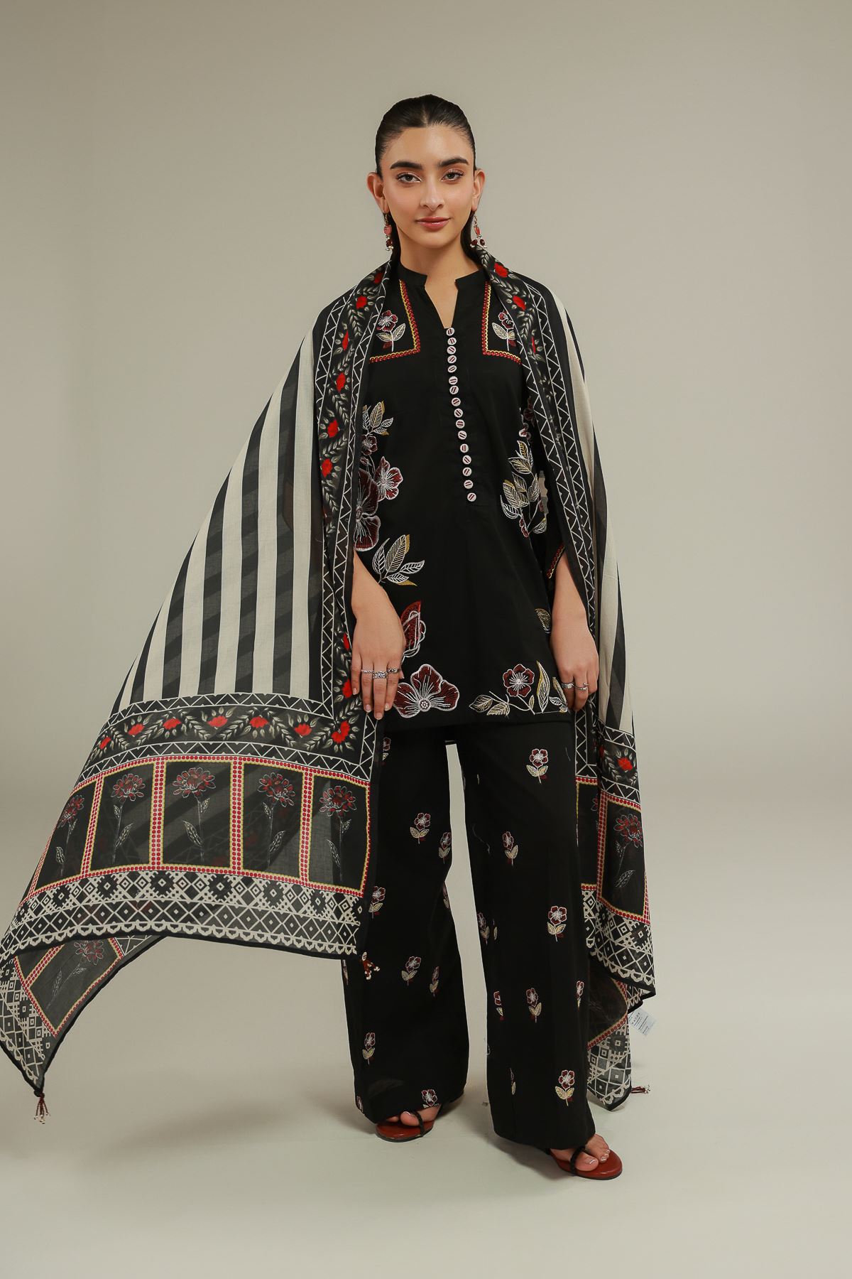 Embroidered Lawn Lawn Threadwork Dupatta - 1-26-140-A-C-VG
