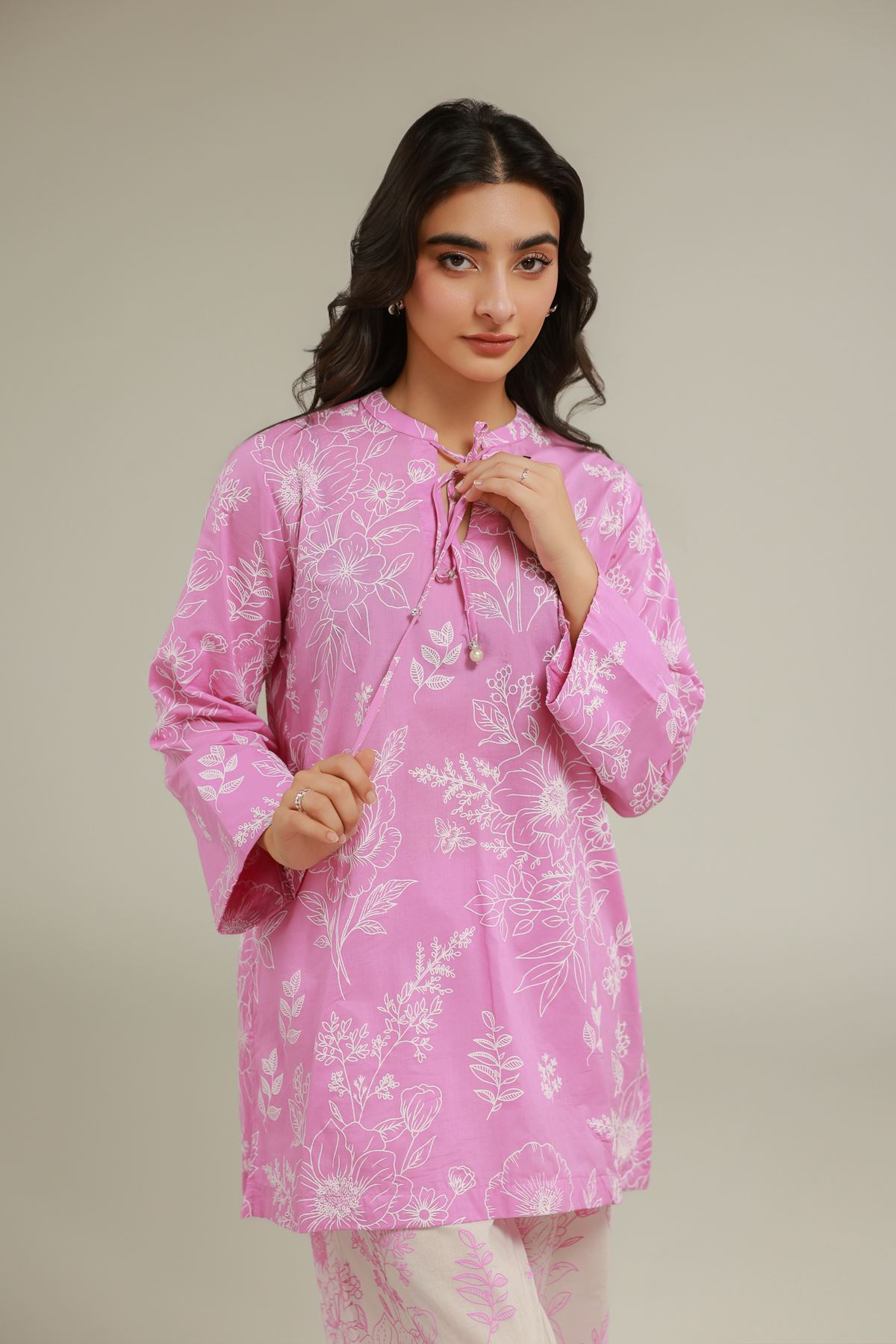 Cambric Floral Cambric Kurta - 1-26-108-A-F-VG