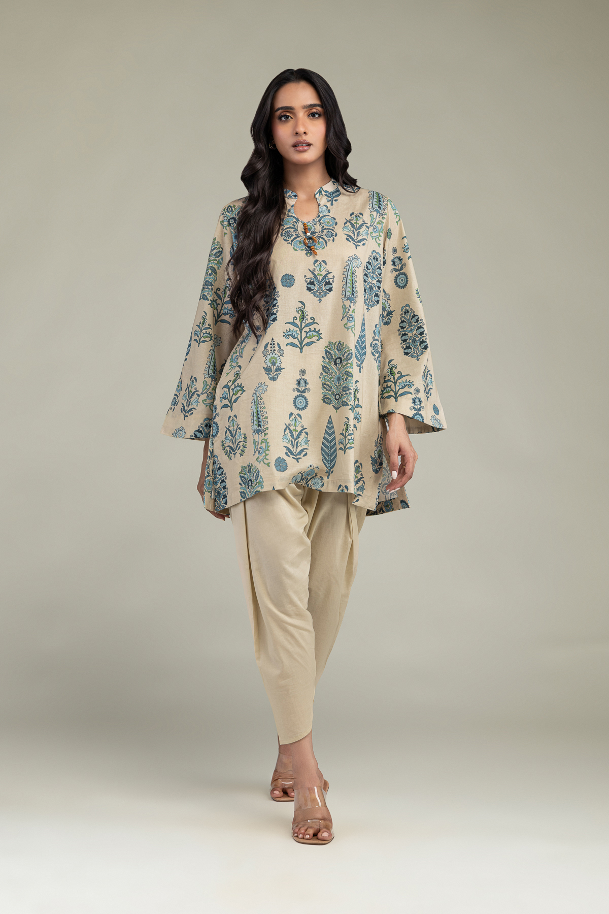 Printed Cambric Floral Cambric Kurta - 2-26-303-C-A1-VG