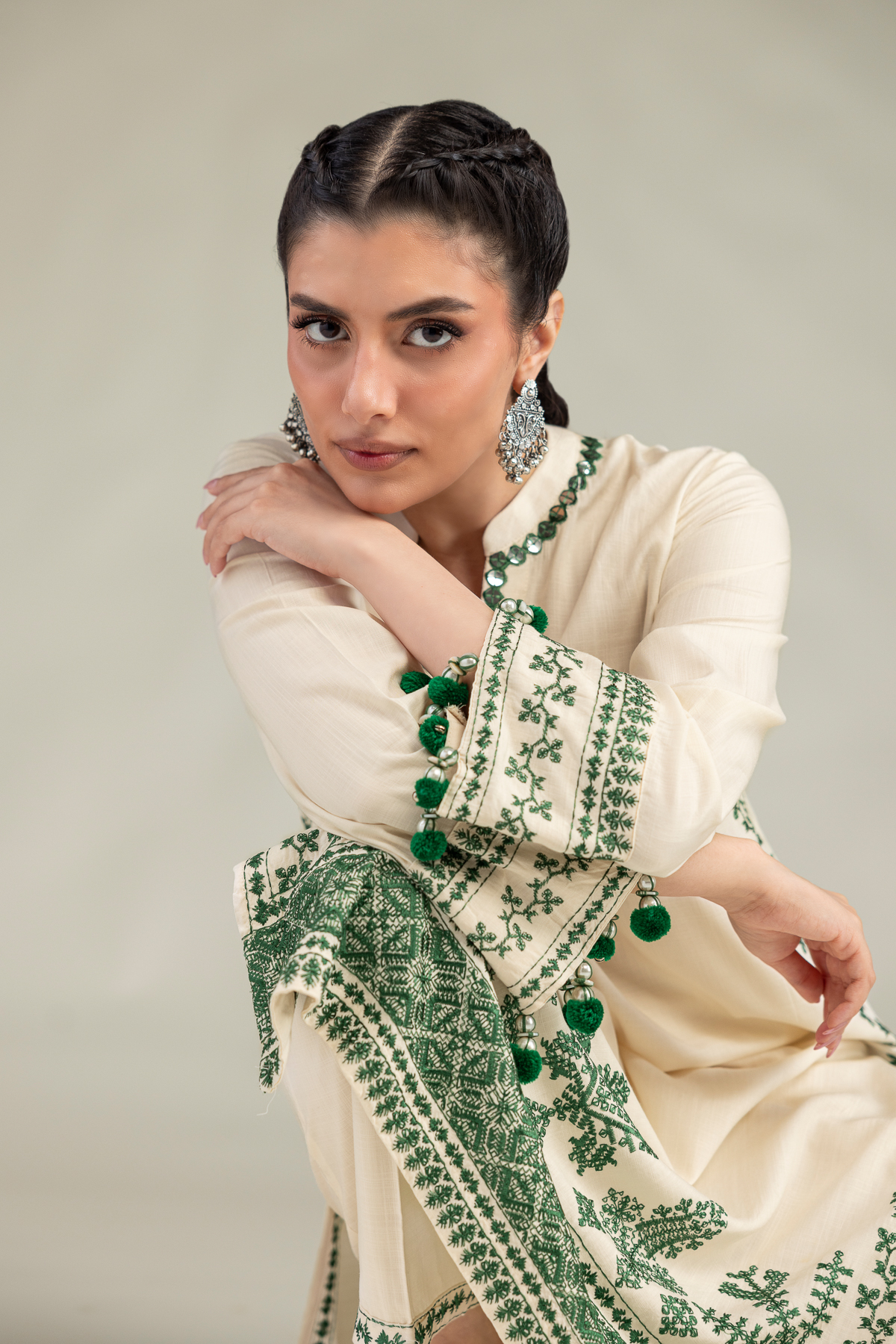 Embroidered Raw Silk Raw Silk Kurta - 1-26-309-B-D1-VG