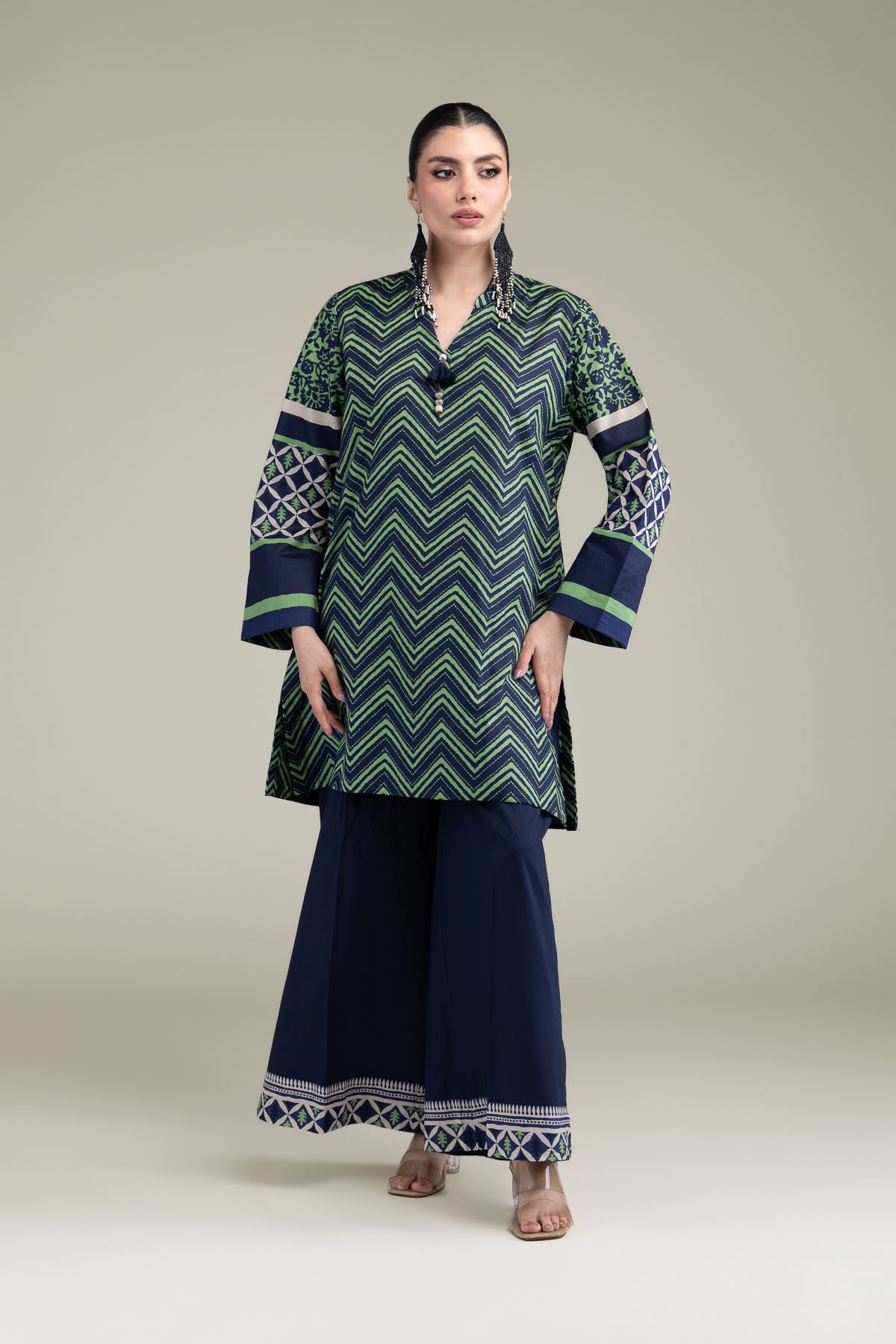 Printed Cambric Navy Cambric Pants - 1-26-209-A-F1-VG