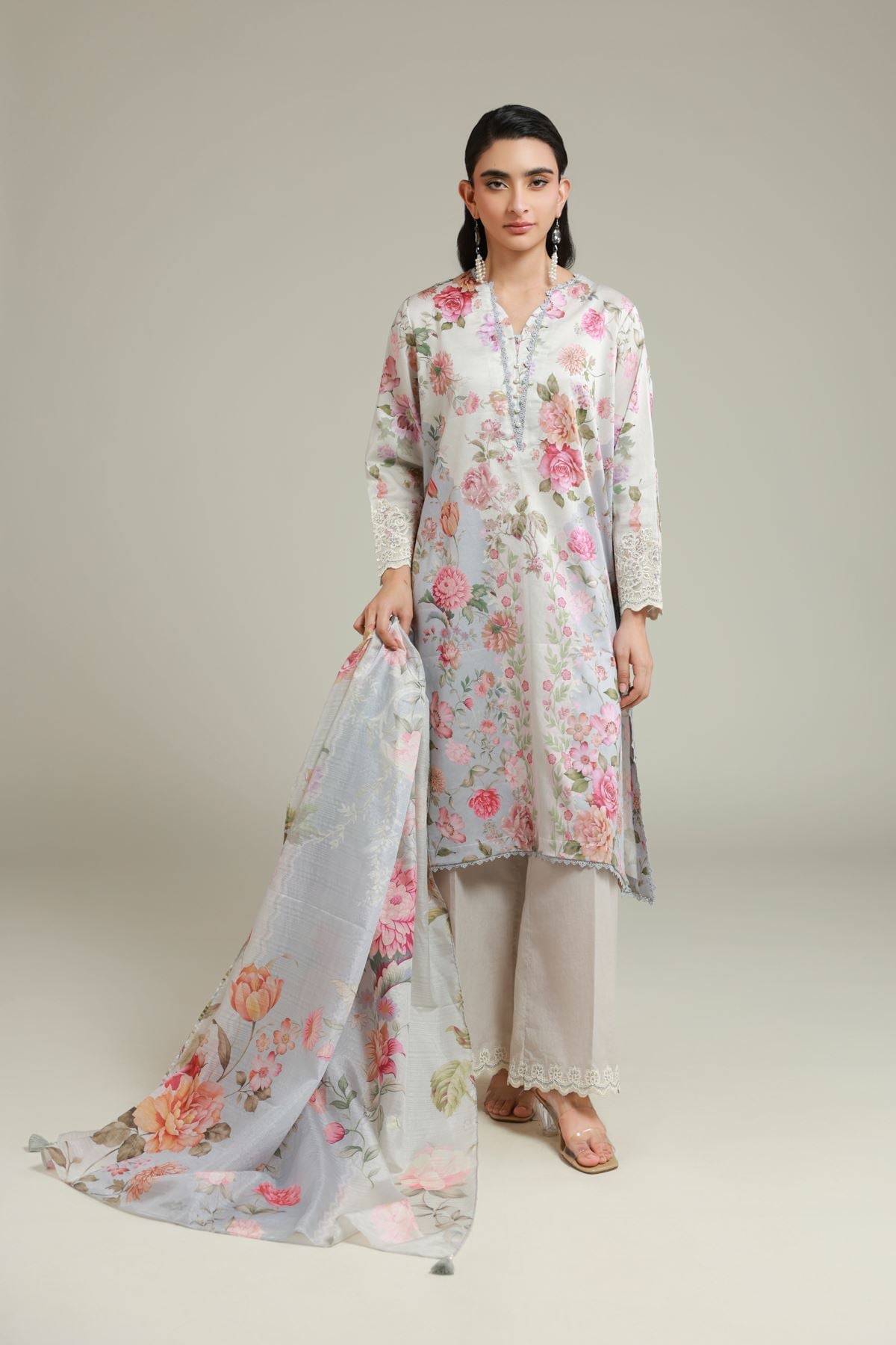 Printed Satin Fabrics 3 Piece - A22-26-117FB2-VG