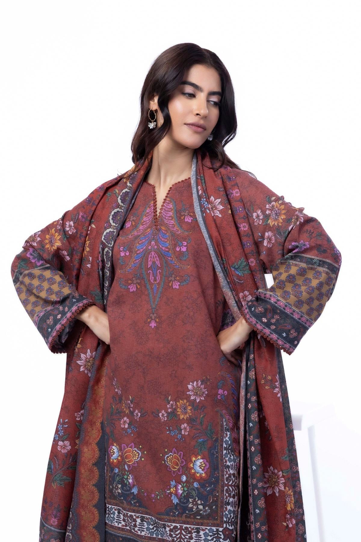 Printed Karandi Fabrics 3 Piece - CA31B-VG