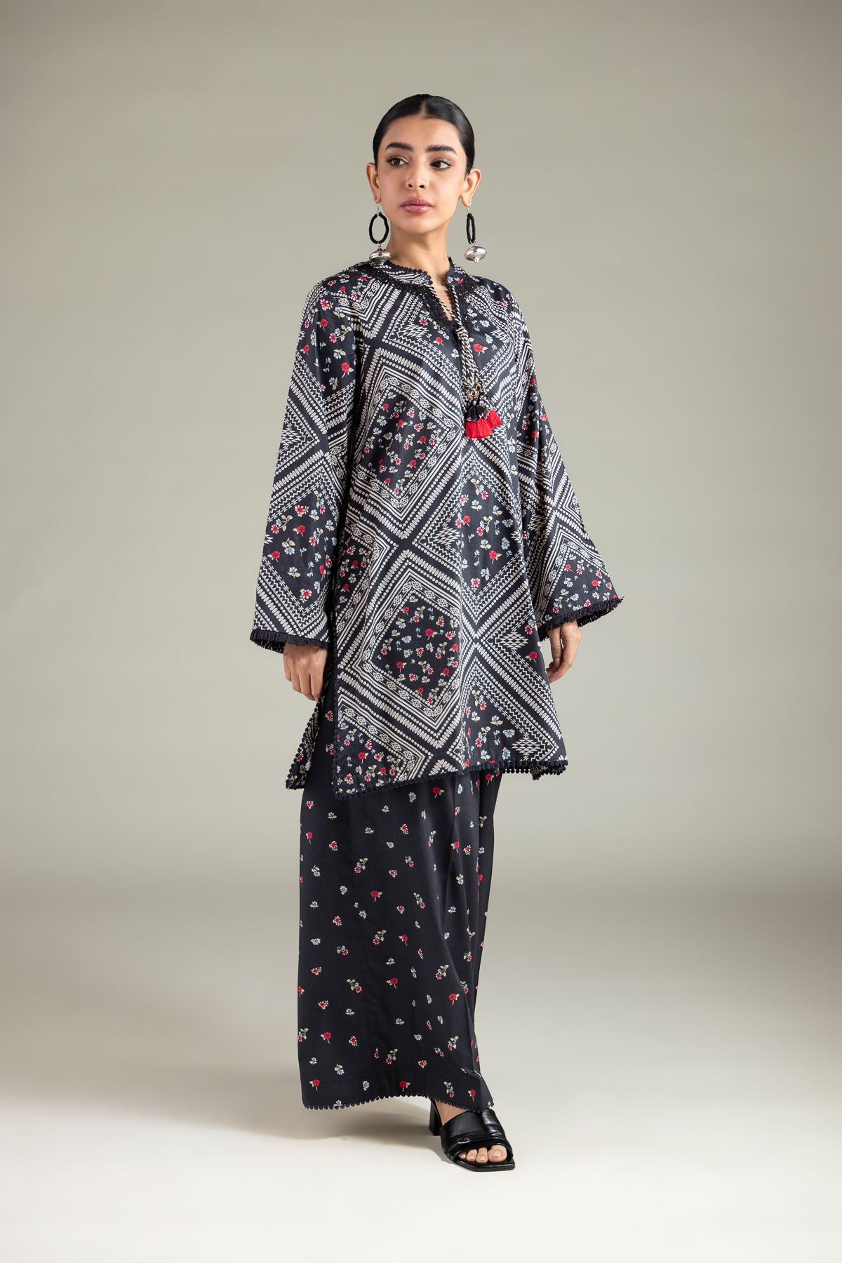 Embroidered Cotton Viscose Kurta - 1-26-104-A-B-VG