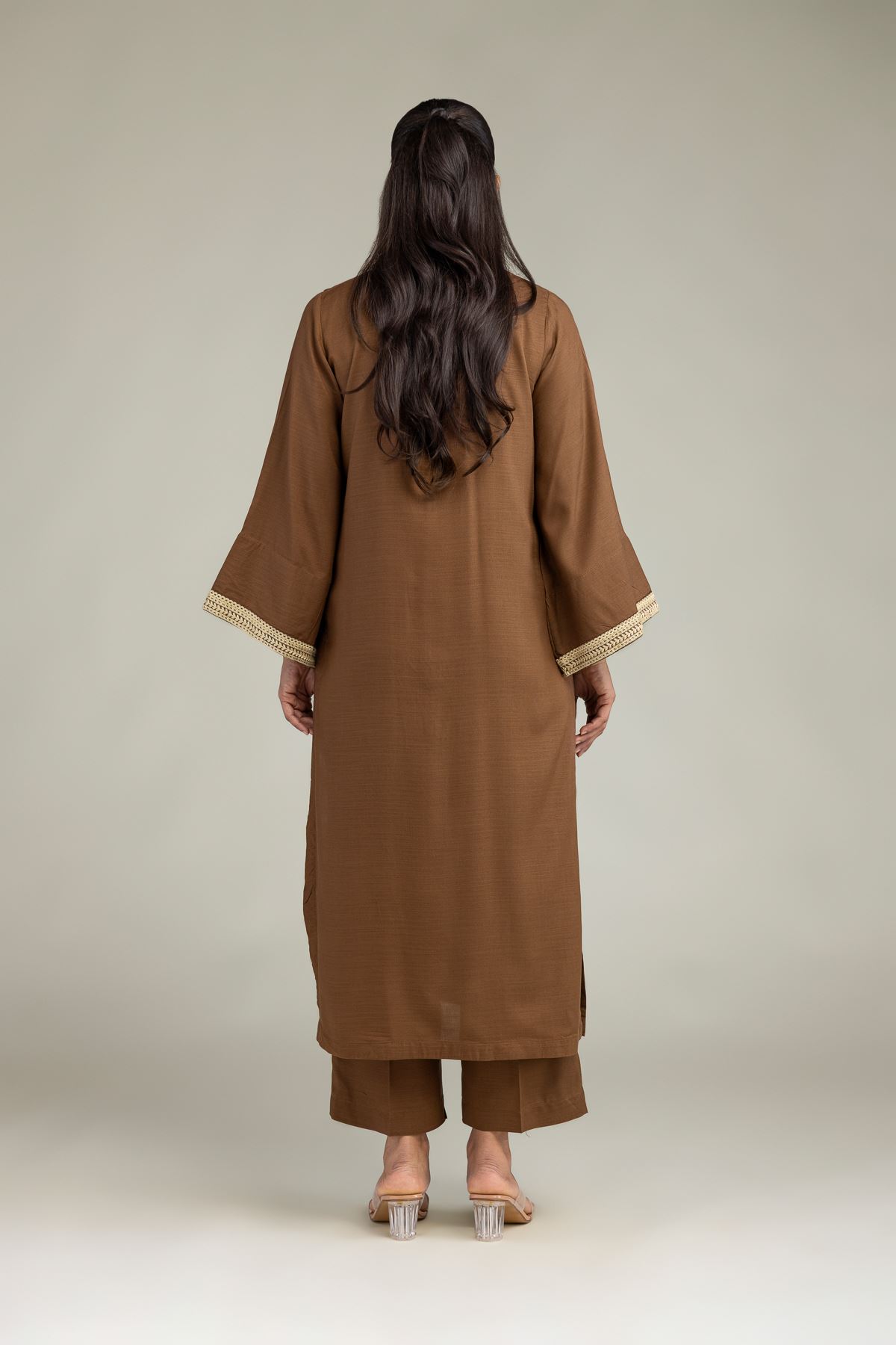 Dyed Raw Silk Solid Brown Kurta - 1-26-322-B-A1-VG
