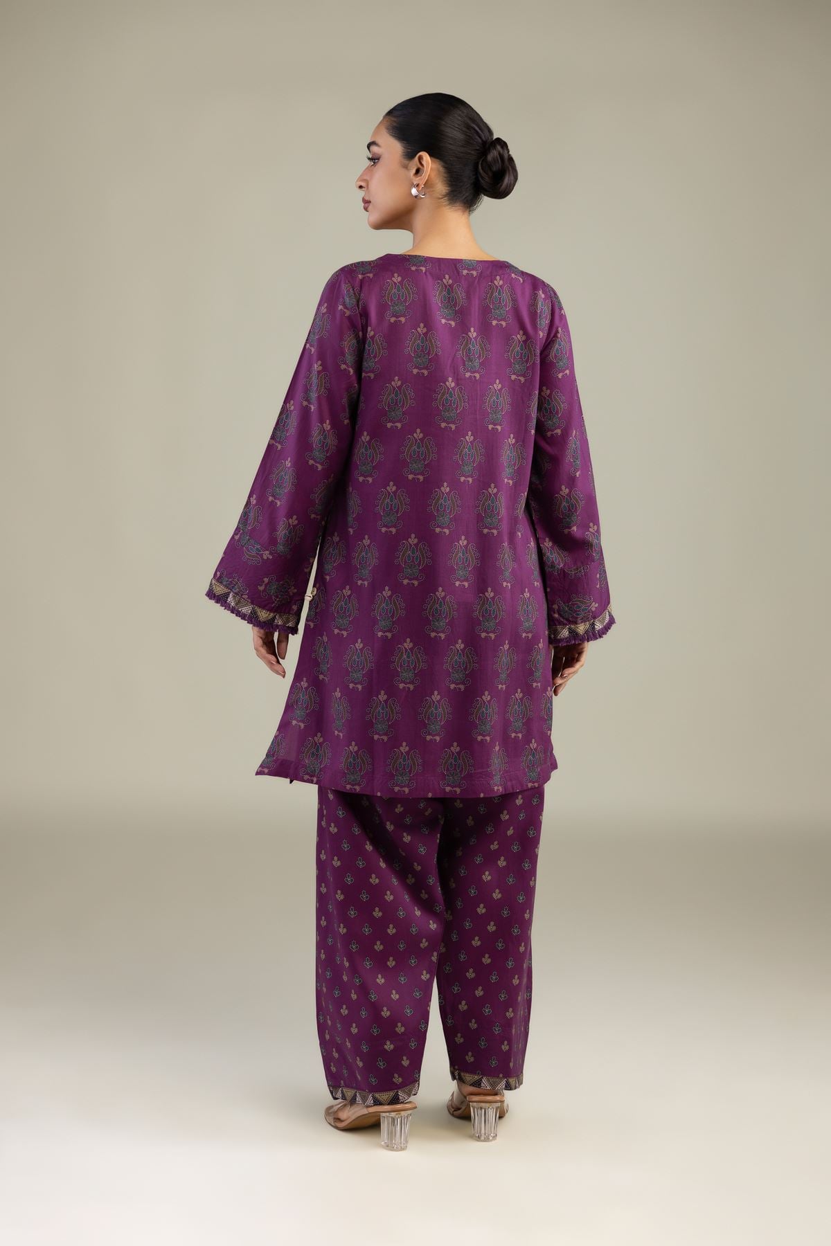 Printed Textured Weave Short Printed Kurta - 8-26-303-A-C1-VG