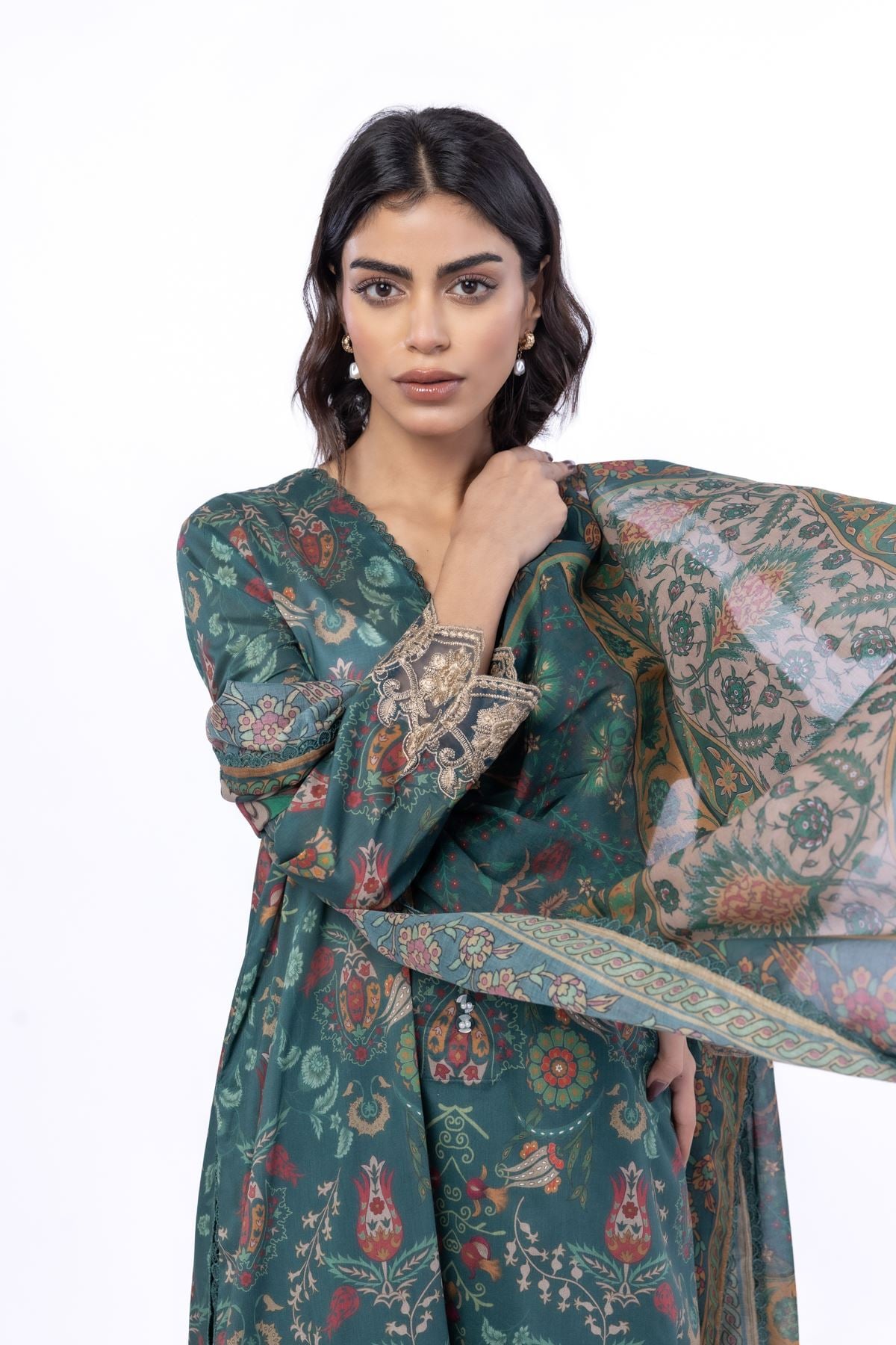 Embroidered Lawn Fabrics 3 Piece - CA02A-VG