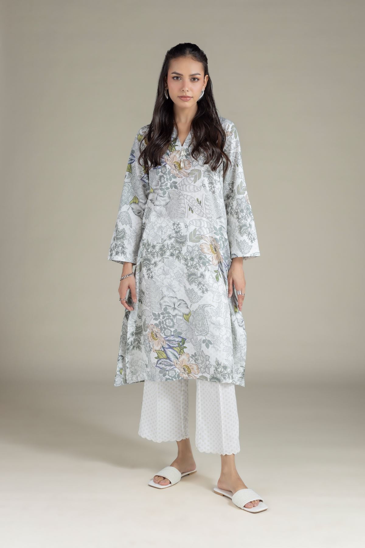Printed Cotton Dobby Kurta - 25-10-12E12-02TA-VG