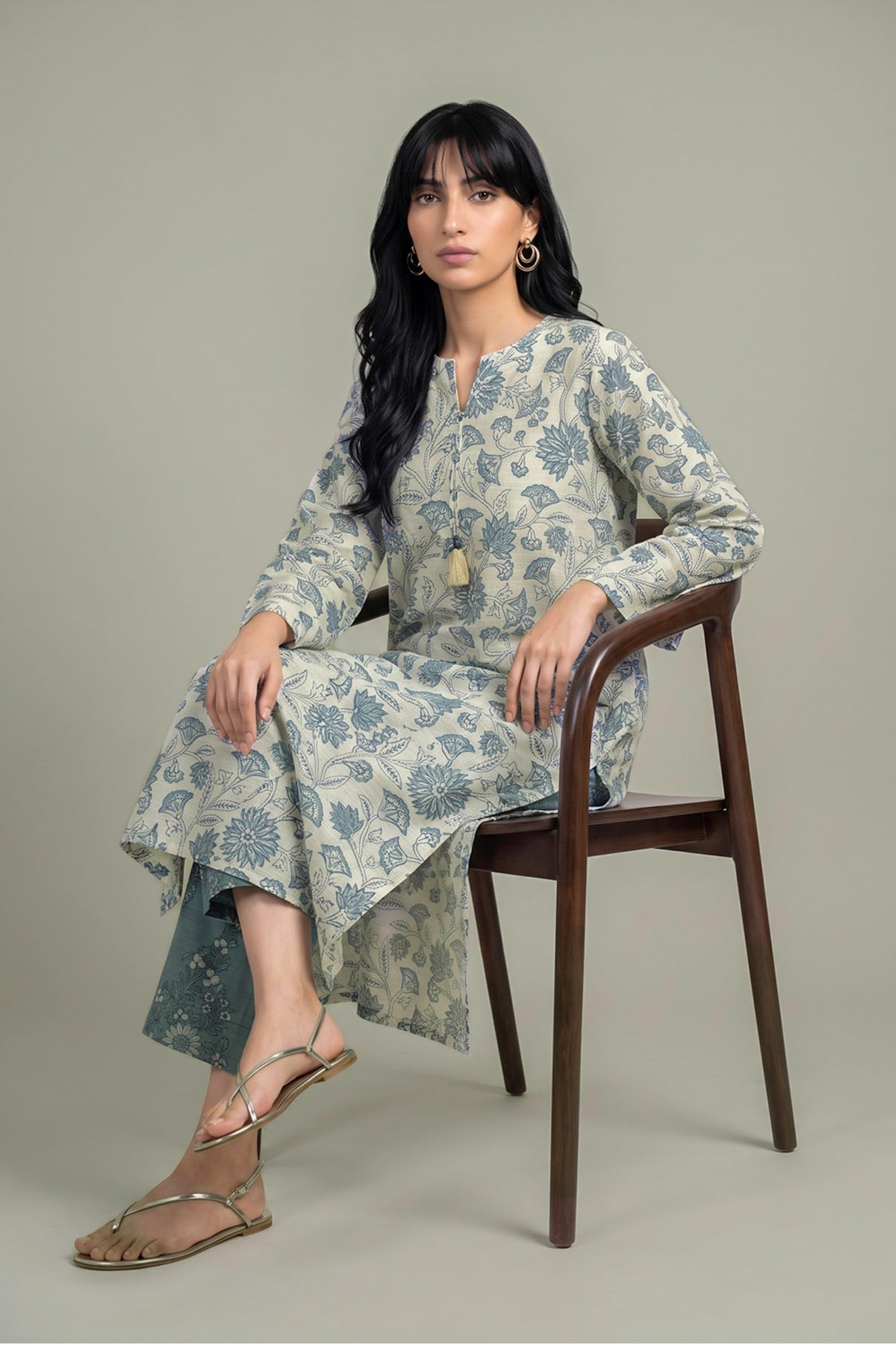 Printed Light Khaddar Floral Printed Kurta - 2-26-202-A-D-VG