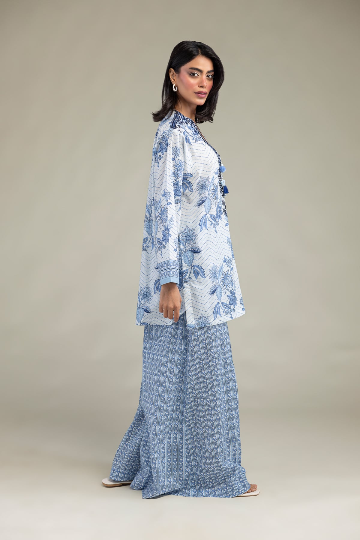 Embroidered Cambric Printed Cambric Pants - 1-26-321-B-J1-VG