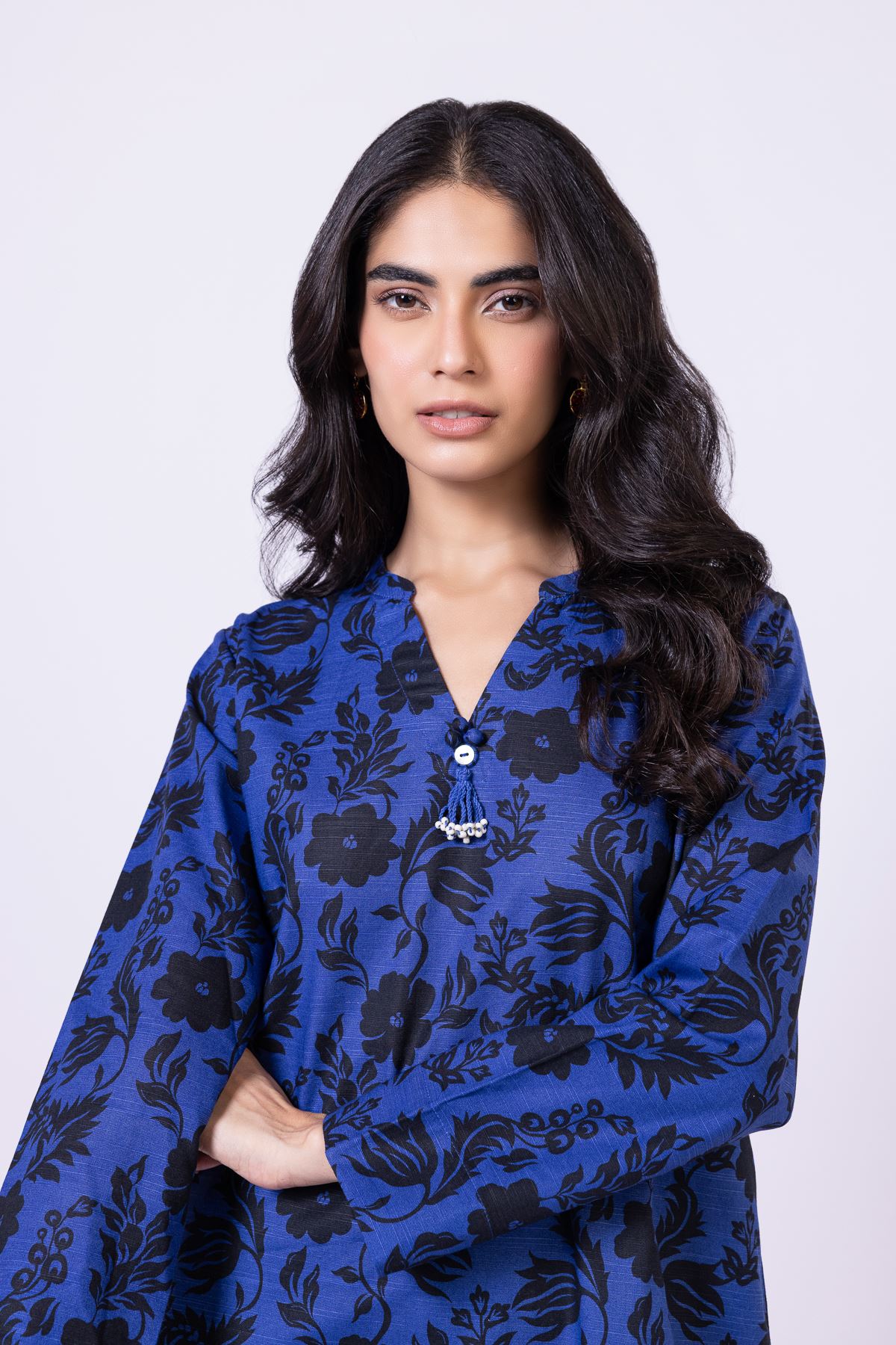 Printed Khaddar Kurta - 25-09-11E11-02TB-VG
