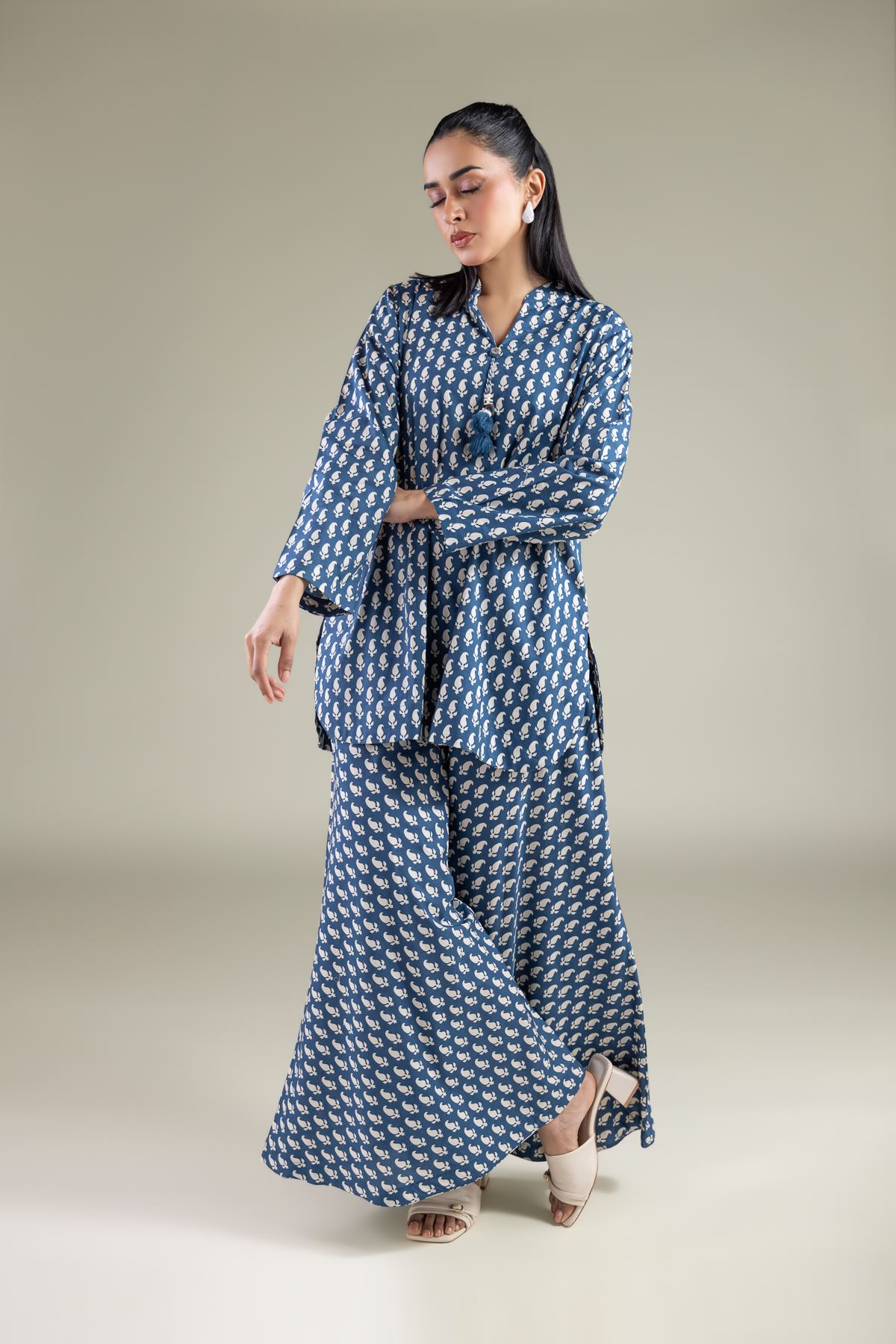 Printed Cambric Geometric Cambric Suit - 1-26-145-A-C-VG