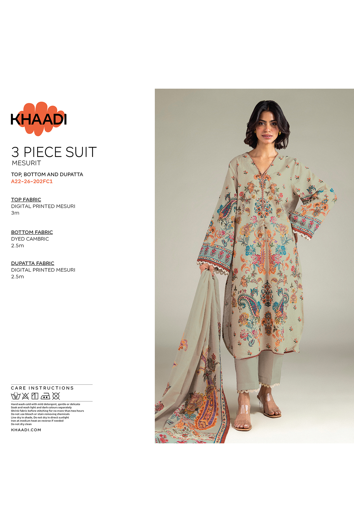 Printed Mesuri Fabrics 3 Piece - A22-26-221FC1-VG