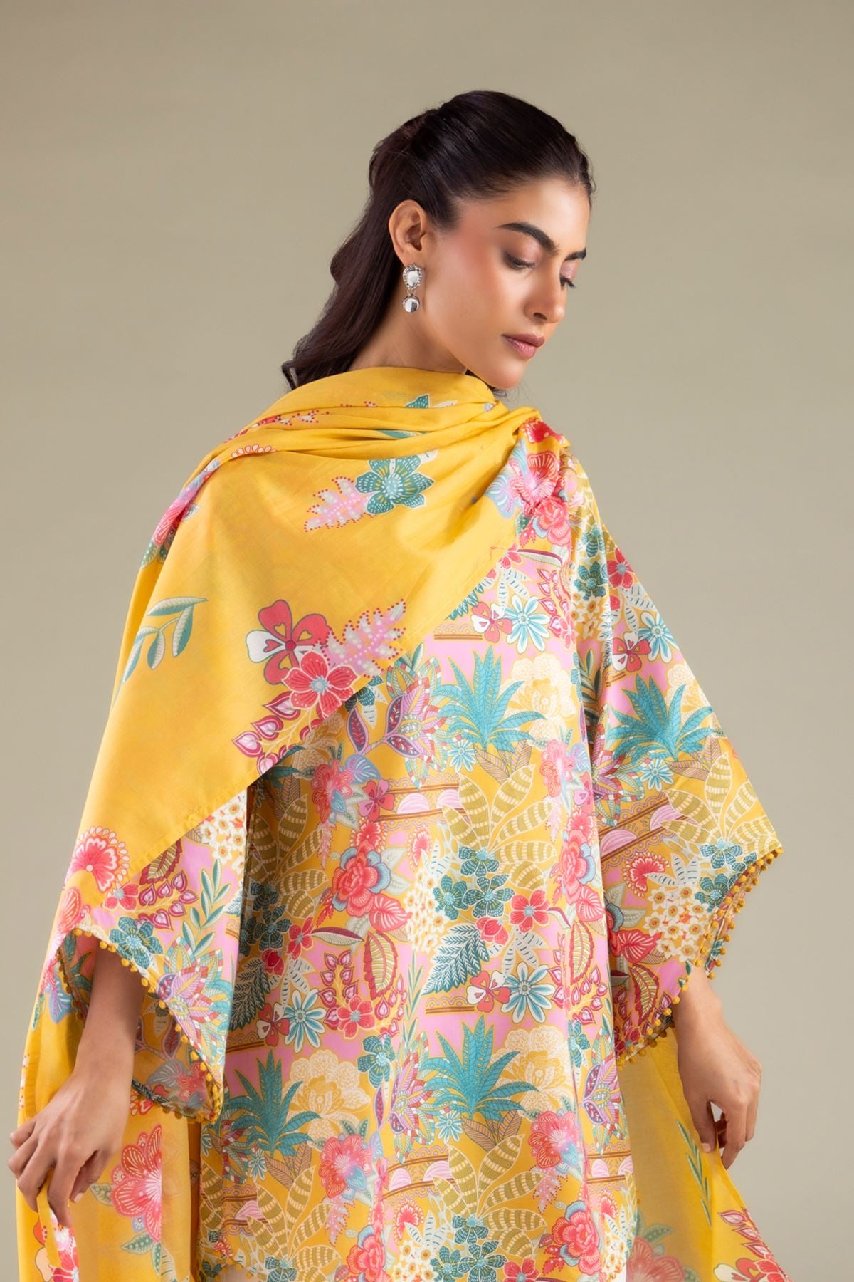 Printed Cambric V-Neck Kurta - 25-09-10E2-06TA-VG