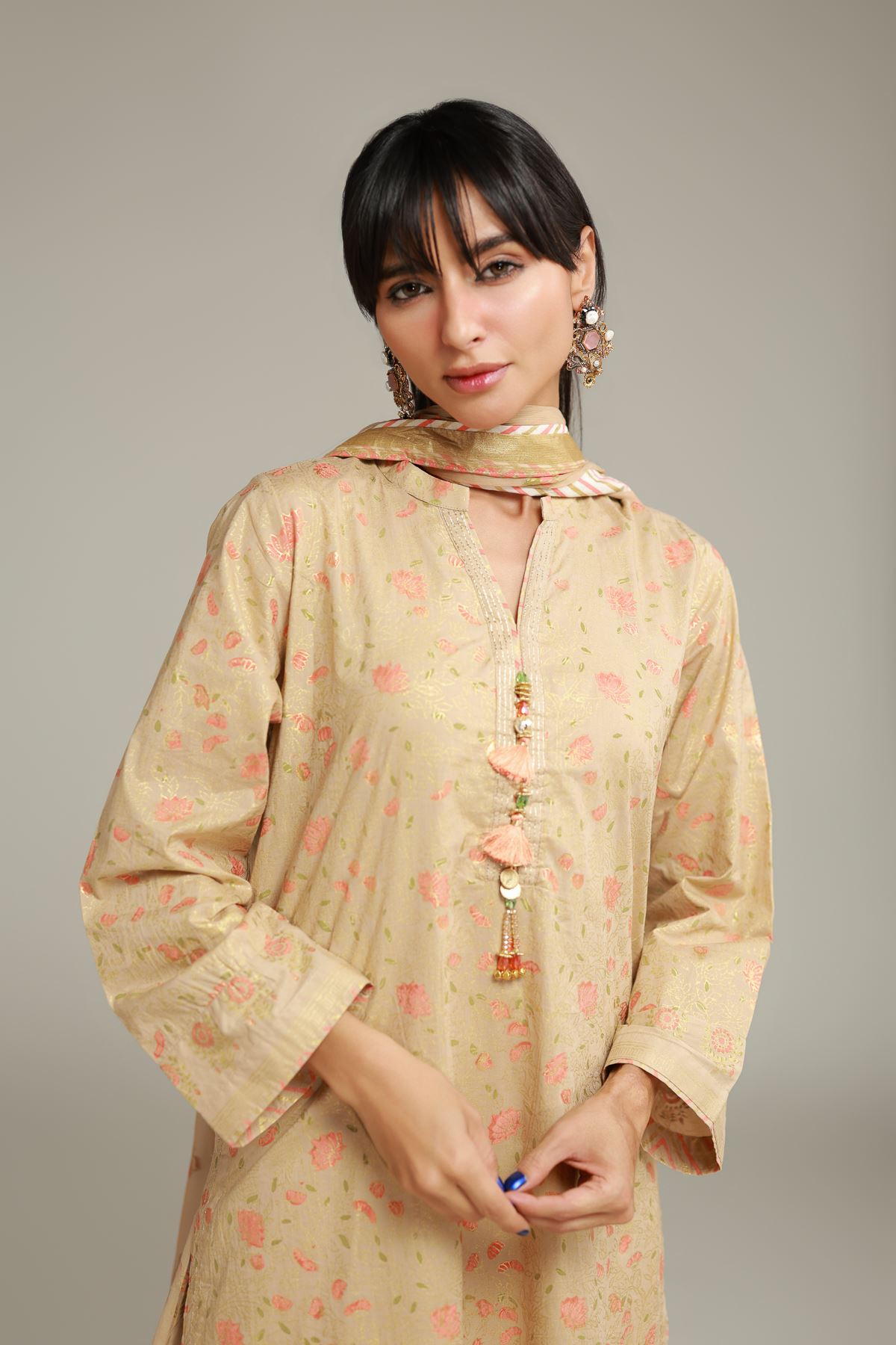 Printed Cambric 3-piece Tailored Set - 6-26-201-A-I1-VG