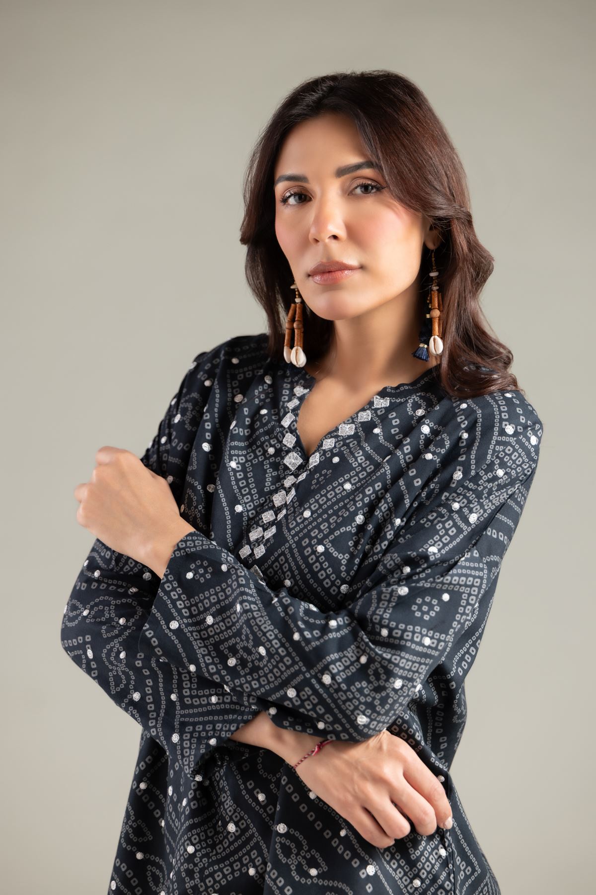Embroidered Viscose Crepe Blouse - 6-26-104-A-E-VG