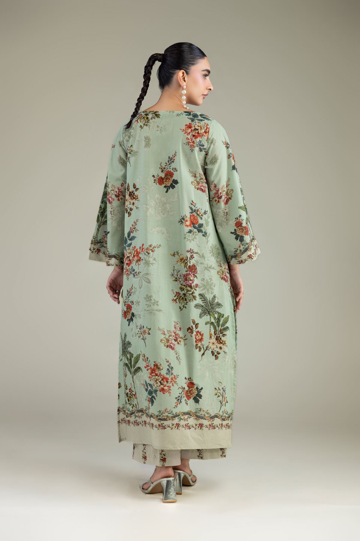 Printed Cambric Mint Cambric Kurta - 1-26-102-A-F-VG