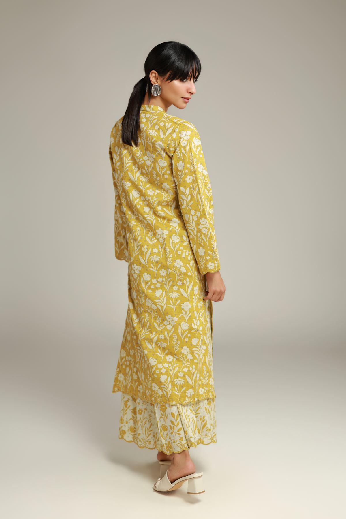Embroidered Cotton Dobby Long Cotton Kurta - 12-26-115-F-E-VG