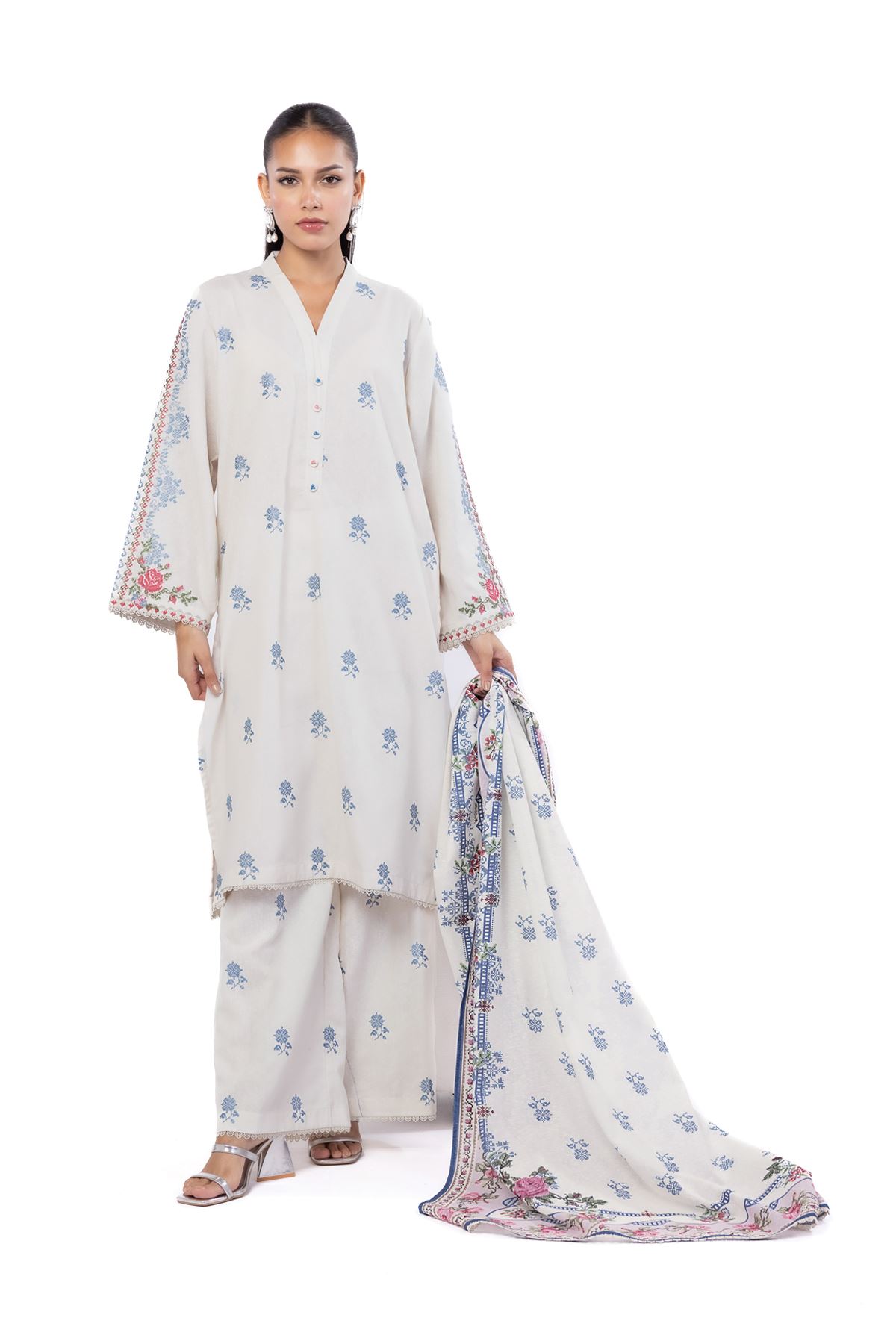 Embroidered Karandi Fabrics 3 Piece - KN58A-VG