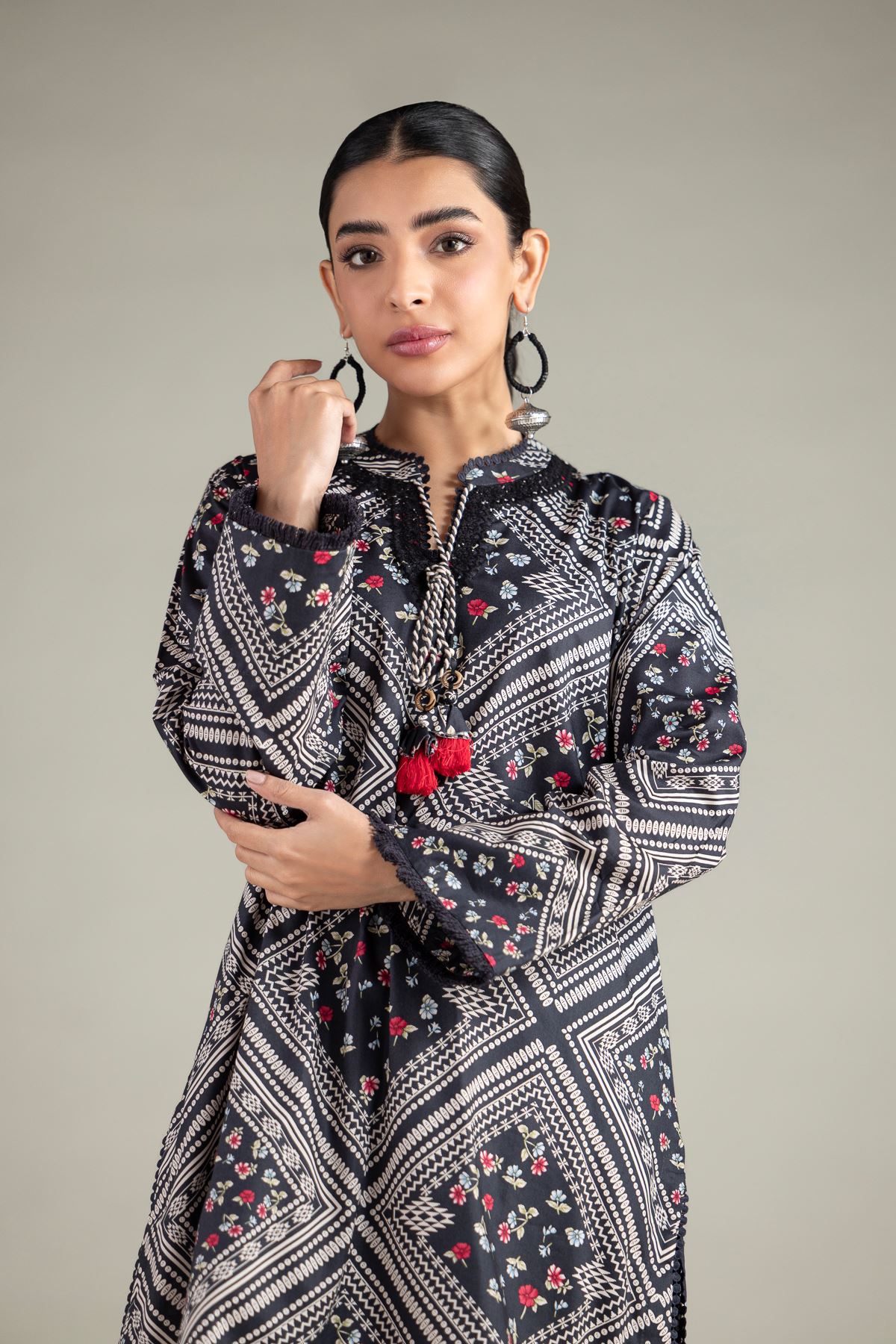 Embroidered Cotton Viscose Kurta - 1-26-104-A-B-VG