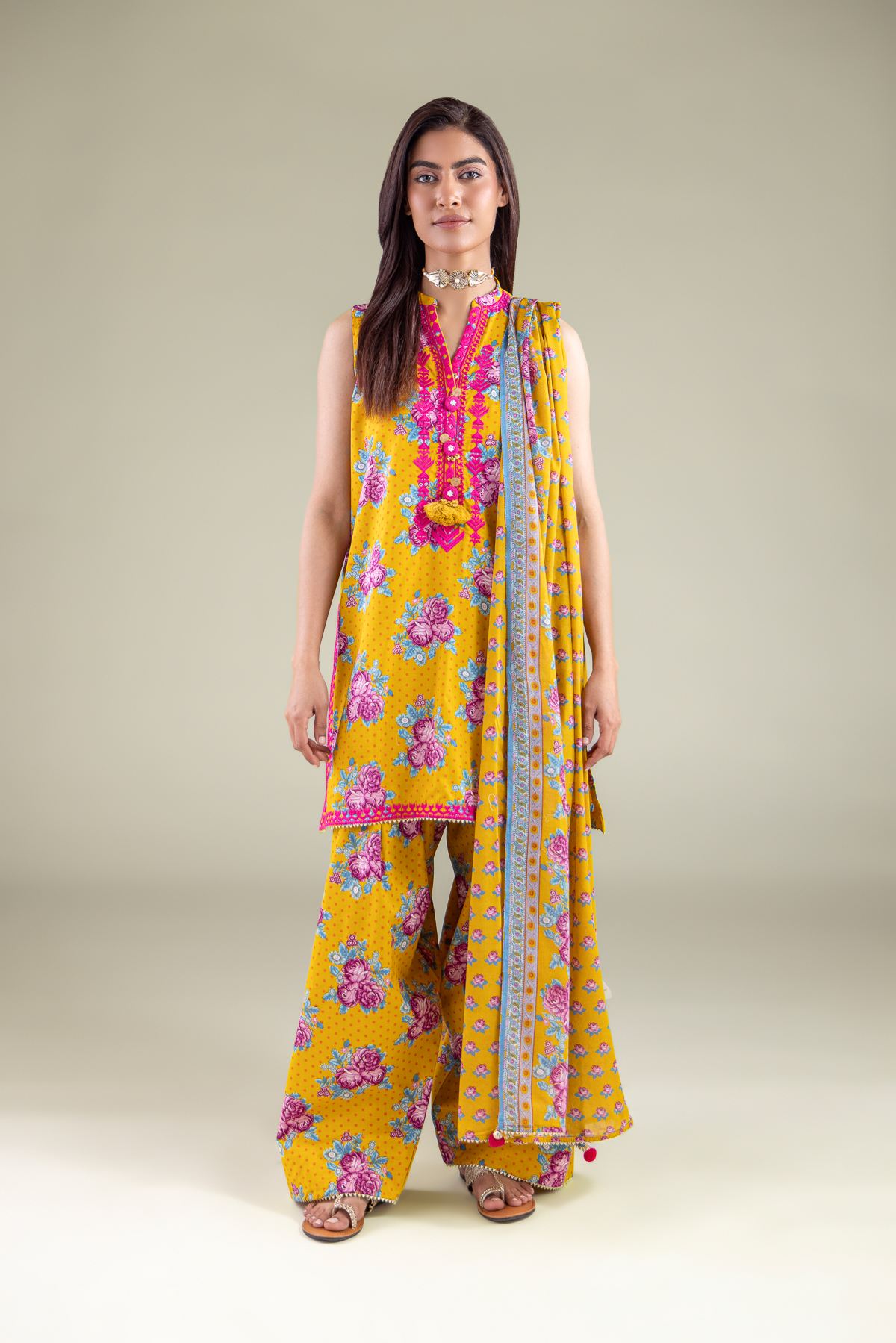 Embroidered Lawn Dupatta - 1-26-122-C-G-VG