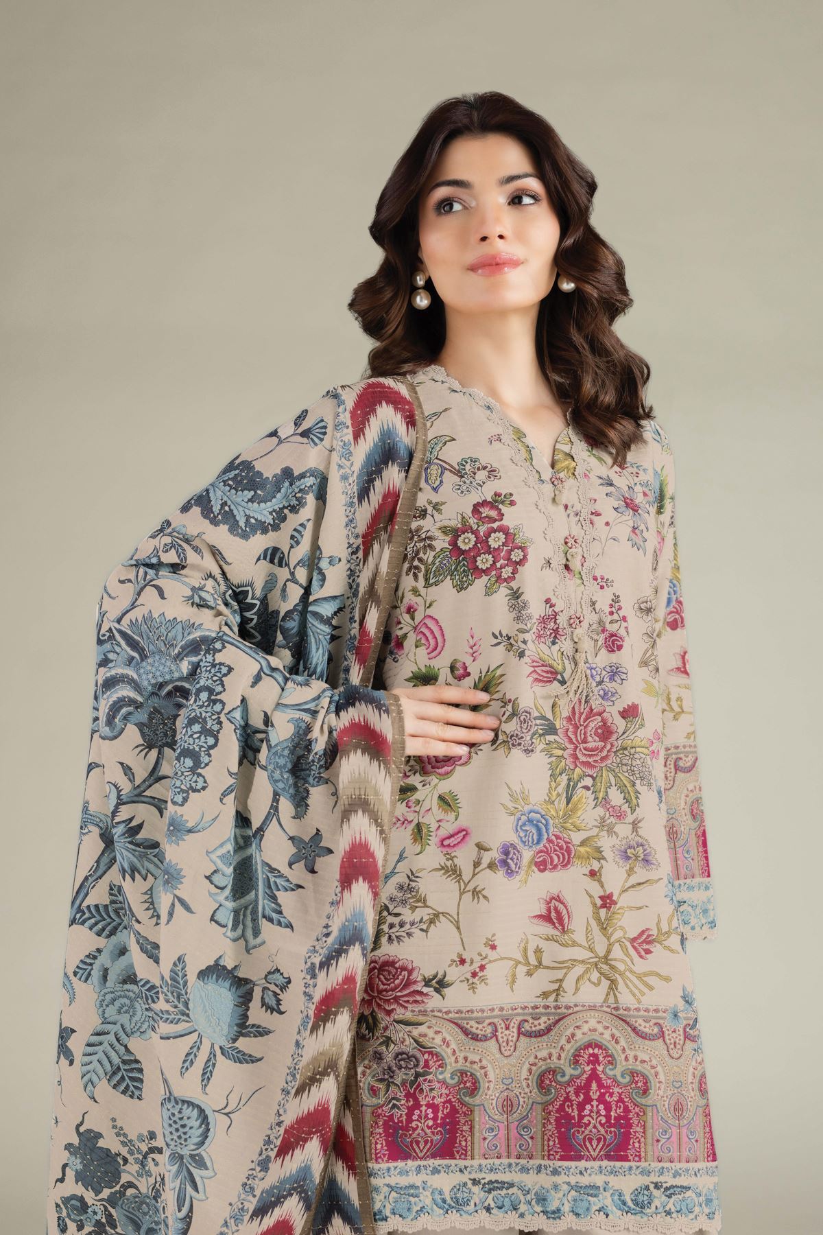 Printed Mesuri Dobby Tailored 3 Piece - T-A22-26-117FA1-VG