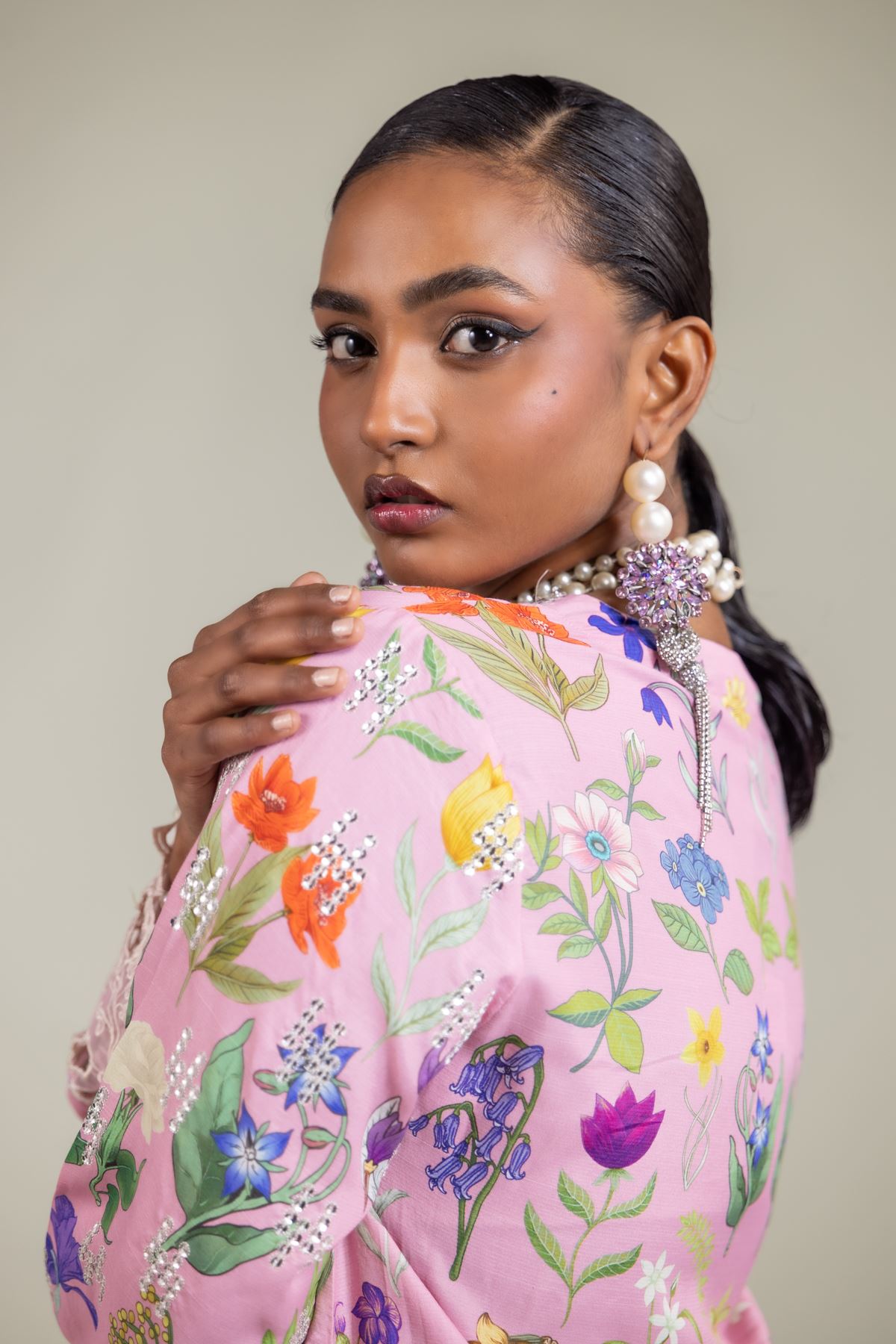 Raw Silk Floral Embroidered Suit - 2-26-105-A-D-VG