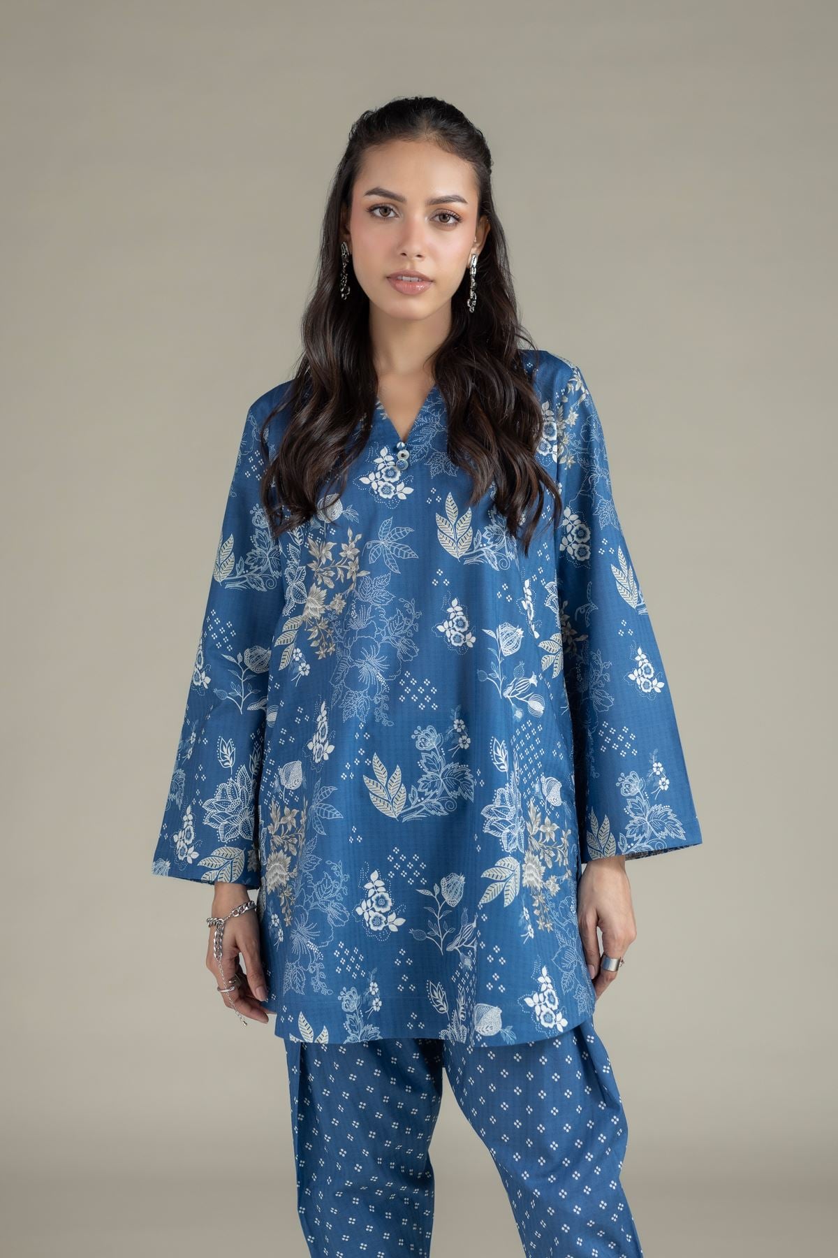 Printed Cotton Dobby Kurta - 25-10-12E12-03TA-VG