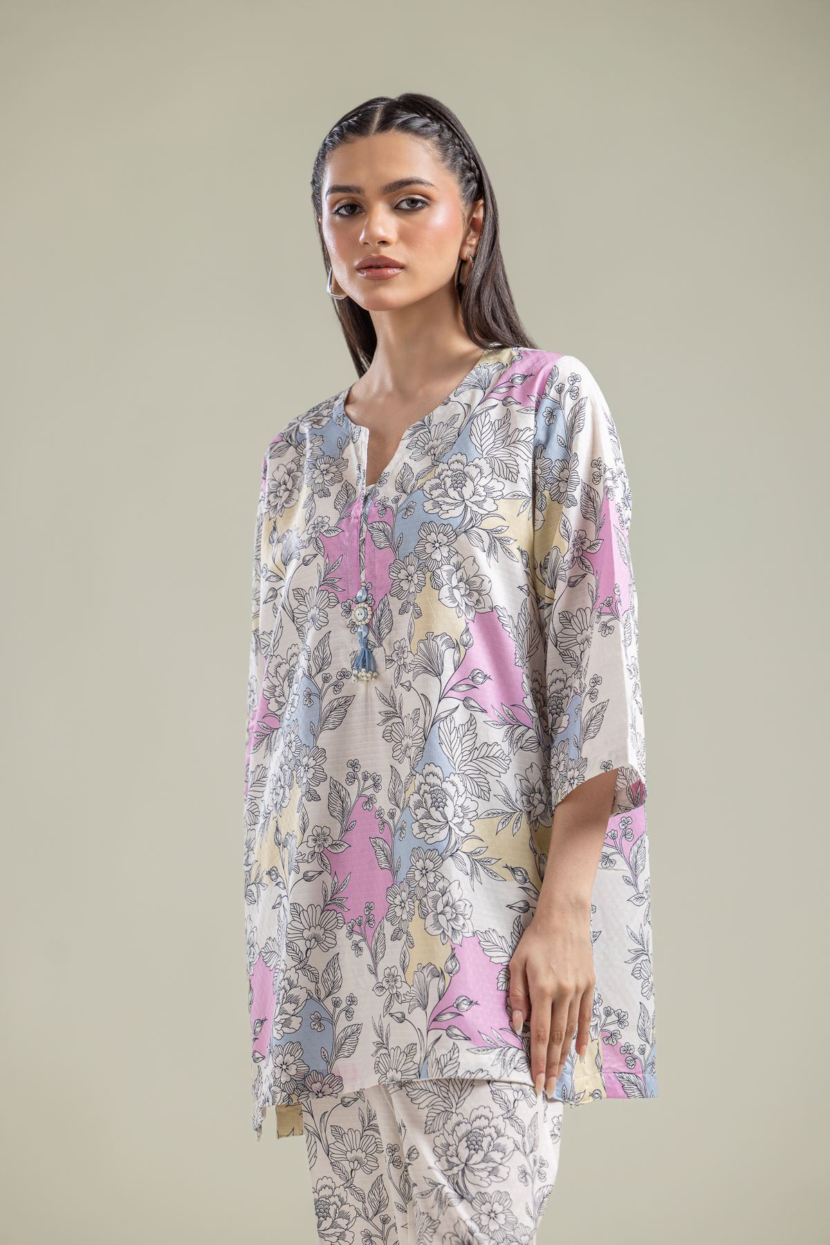 Printed Cotton Dobby Short Cotton Kurta - 1-26-135-A-D-VG