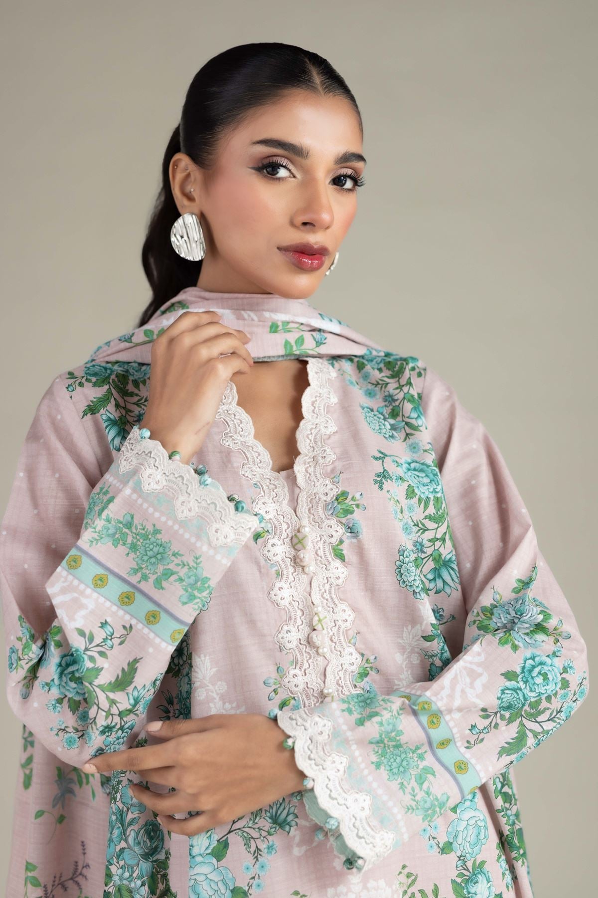 Embroidered Cambric Fabrics 3 Piece - 1001940060