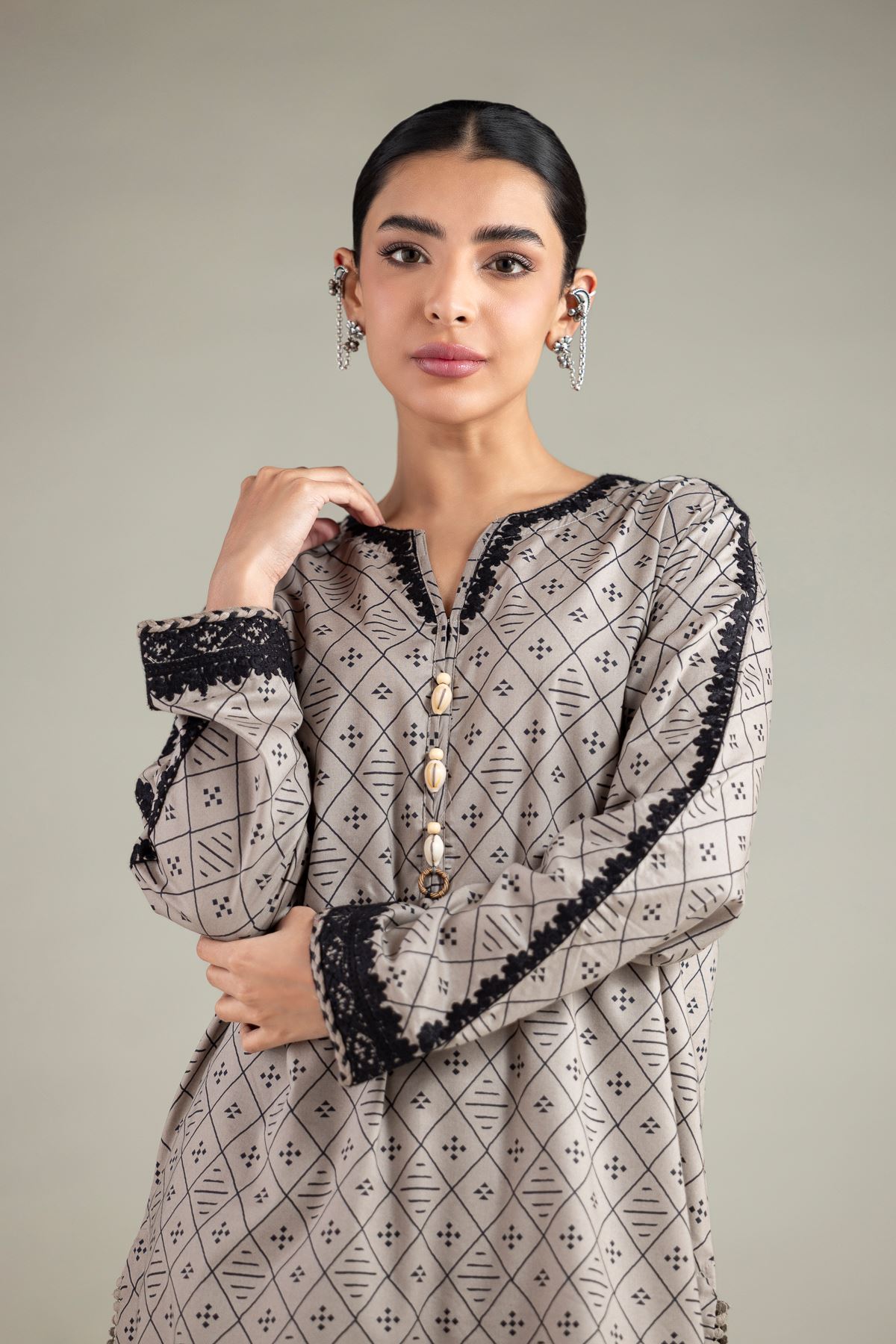 Embroidered Cotton Viscose Kurta - 1-26-108-A-F-VG