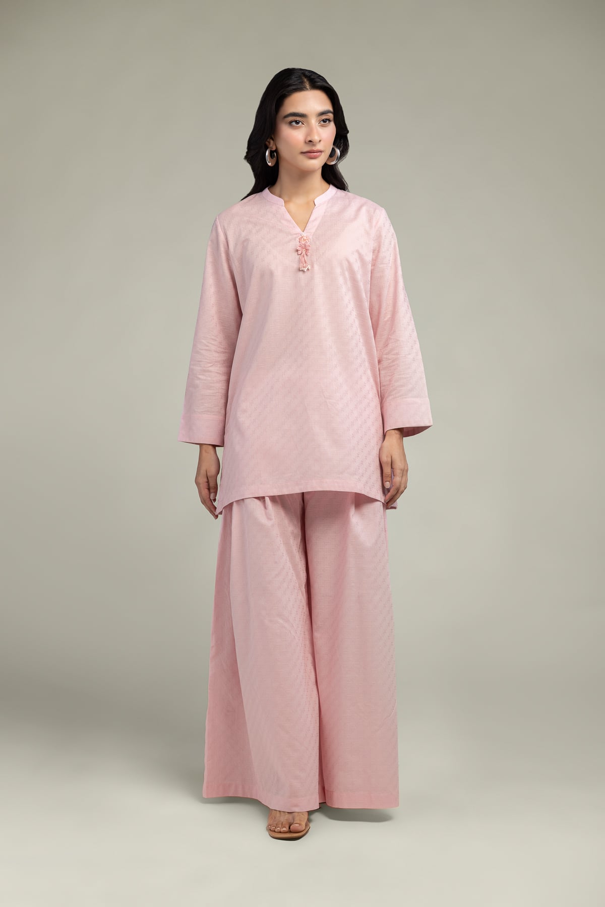 Dyed Cotton Dobby Pink Solid Pants - 25-12-12S4-10TA-VG