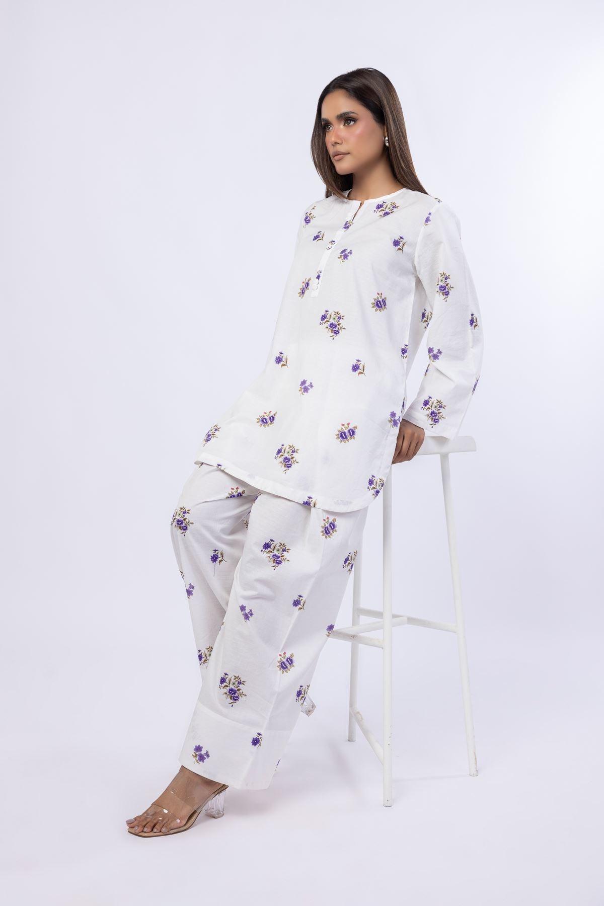 Printed Cotton Dobby Pants - 25-08-8E5-07TA-VG